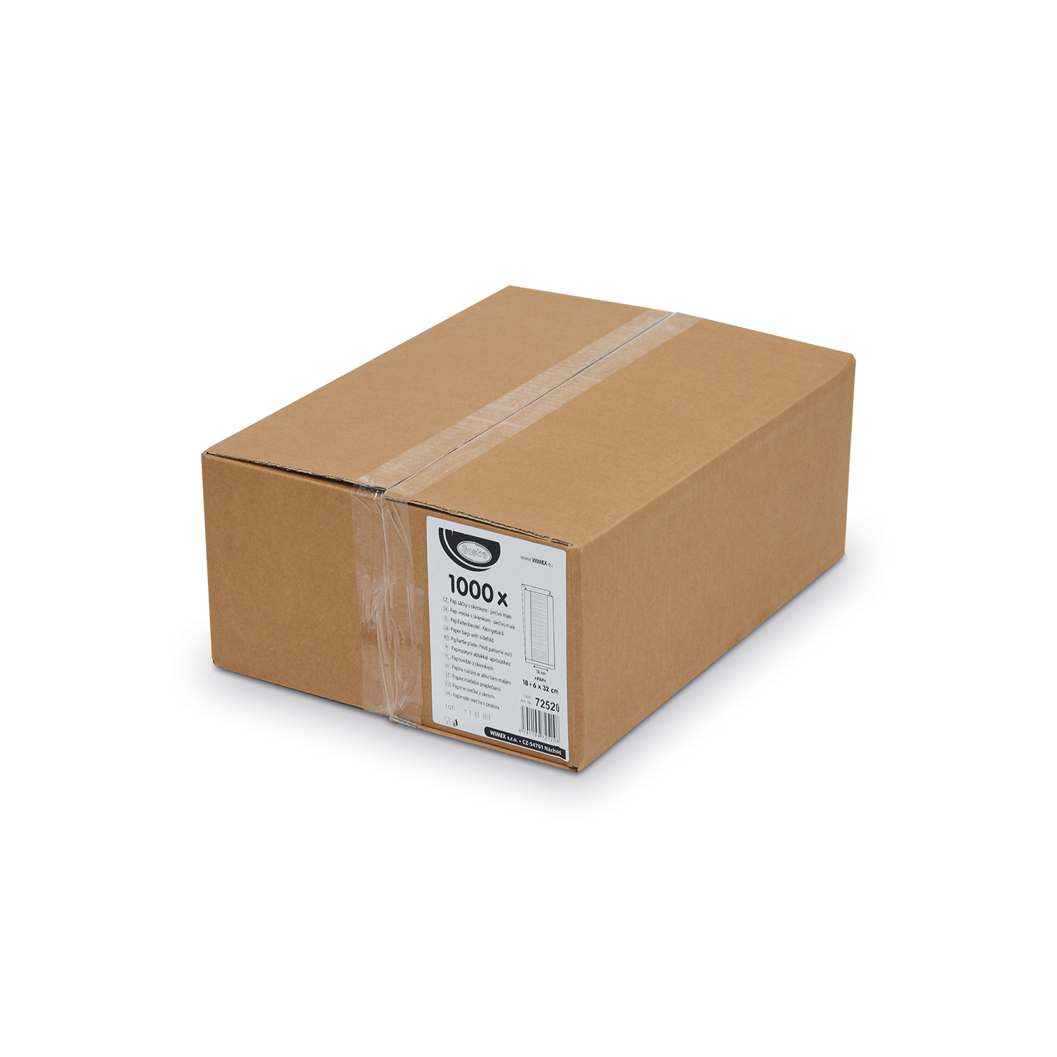 Papier Faltenbeutel mit Fenster 18+6 x 32 cm braun, Packung mit 1000 Stück