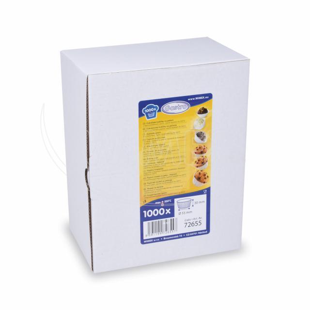 Gebäckkapsel aus PAP weiss Ø 55 x 30 mm, Packung mit 1000 Stück