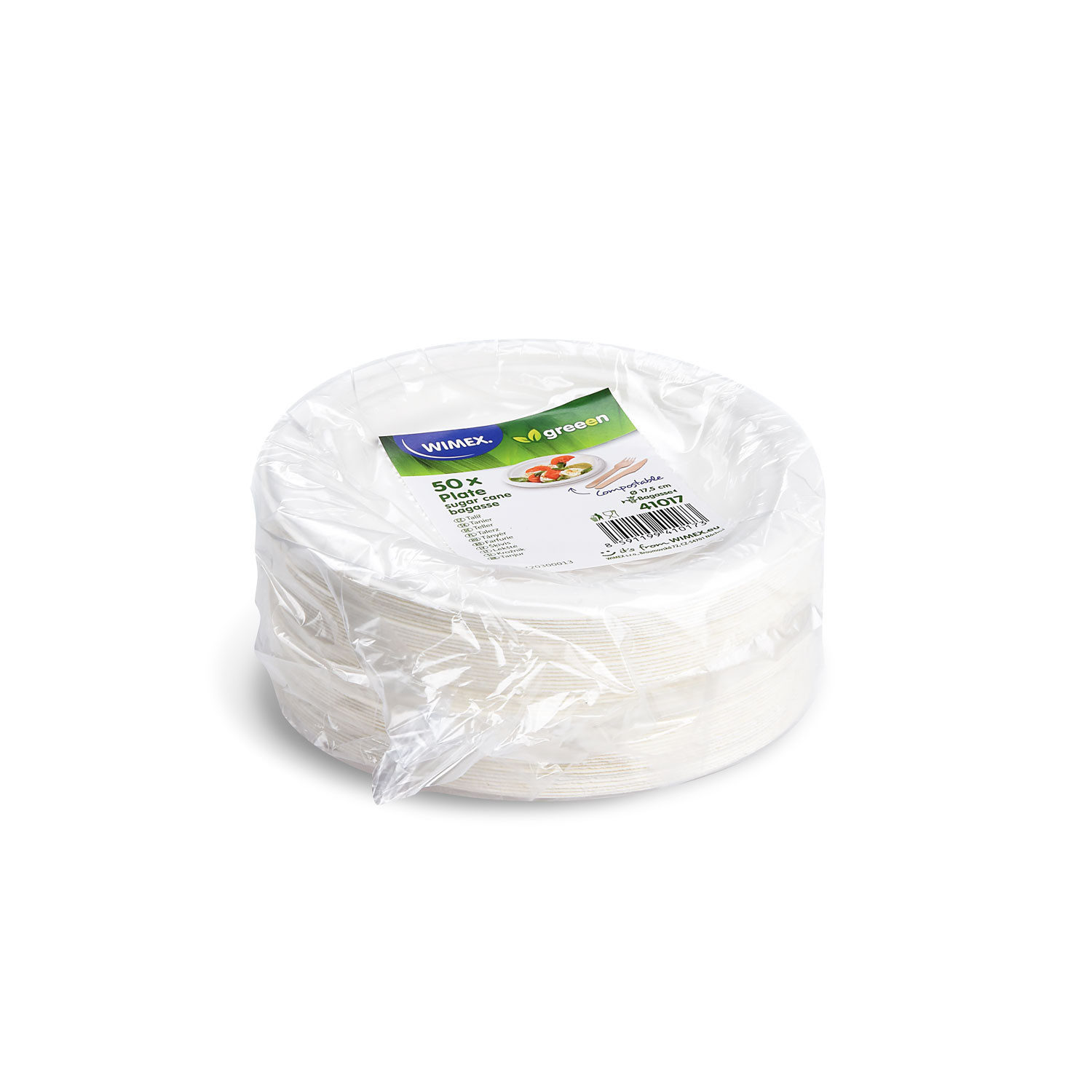 Teller aus Zuckerrohr-Bagasse Ø 17,5 cm natur, Packung mit 50 Stück