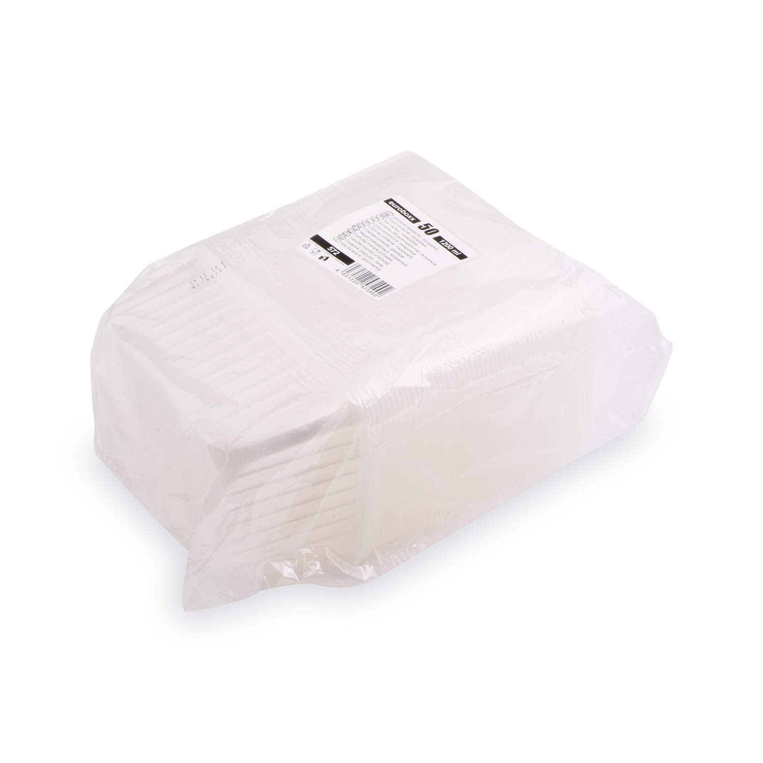 Rechteckschale aus PP klar 186 x 133 x 76 mm, 1200 ml, Packung mit 50 Stück
