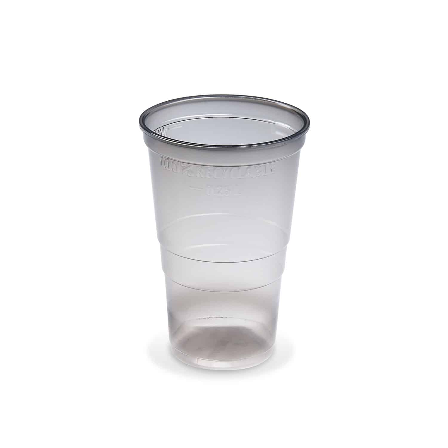 Mehrwegbecher PP rauch-grau transparent Ø 78 mm 0,25 l, Packung mit 46 Stück