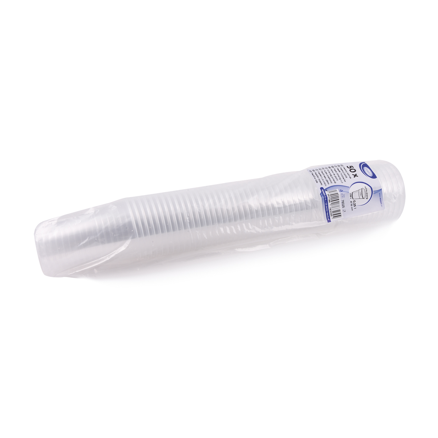 Trinkbecher PP klar Ø 78 mm 0,25 l, Packung mit 50 Stück