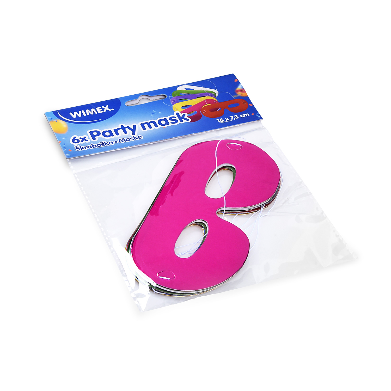 Maske PAP bunt gemischt 16 x 7,3 cm, Packung mit 6 Stück