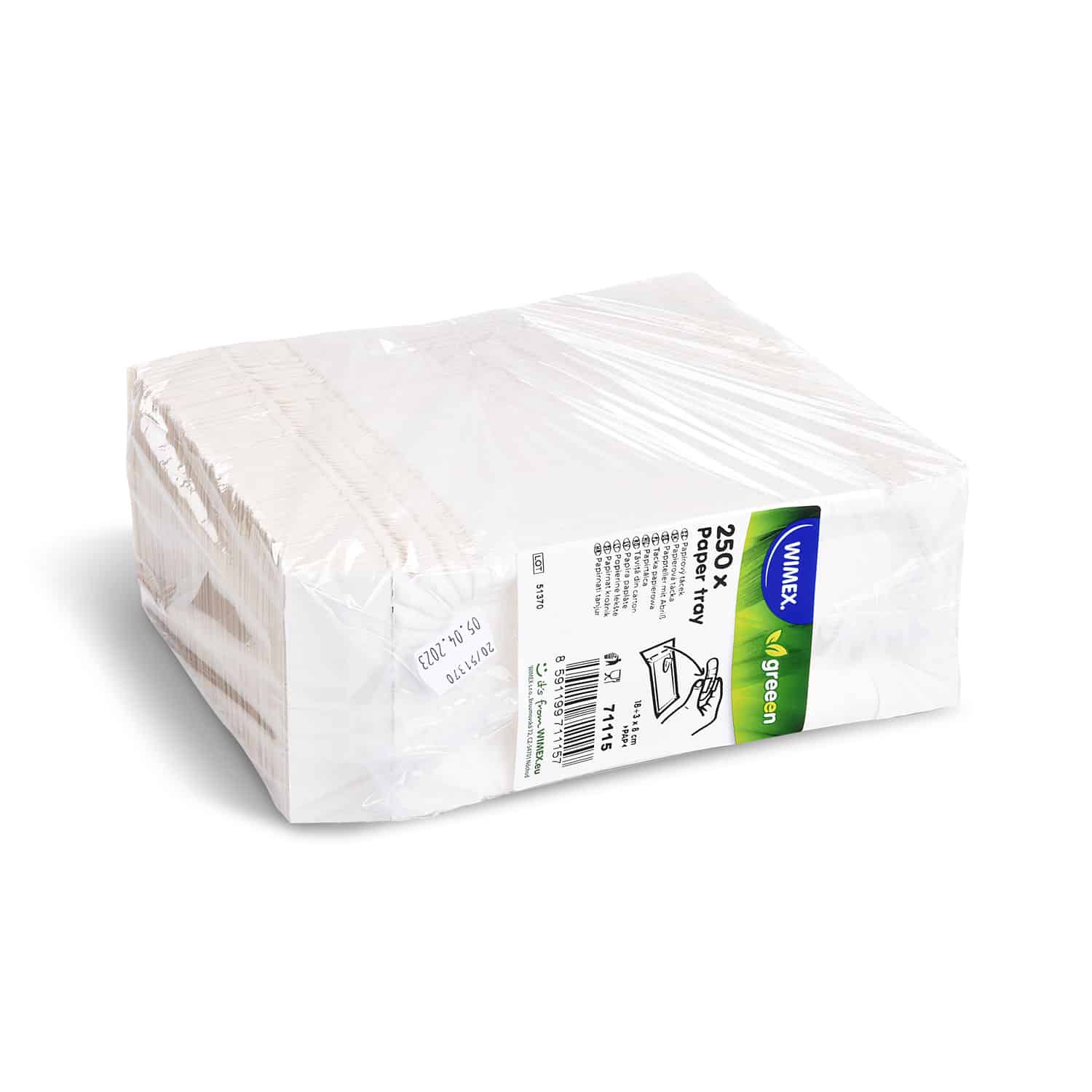 Pappteller FSC Mix weiss mit Abriß 18 x 8+3 cm, Packung mit 250 Stück