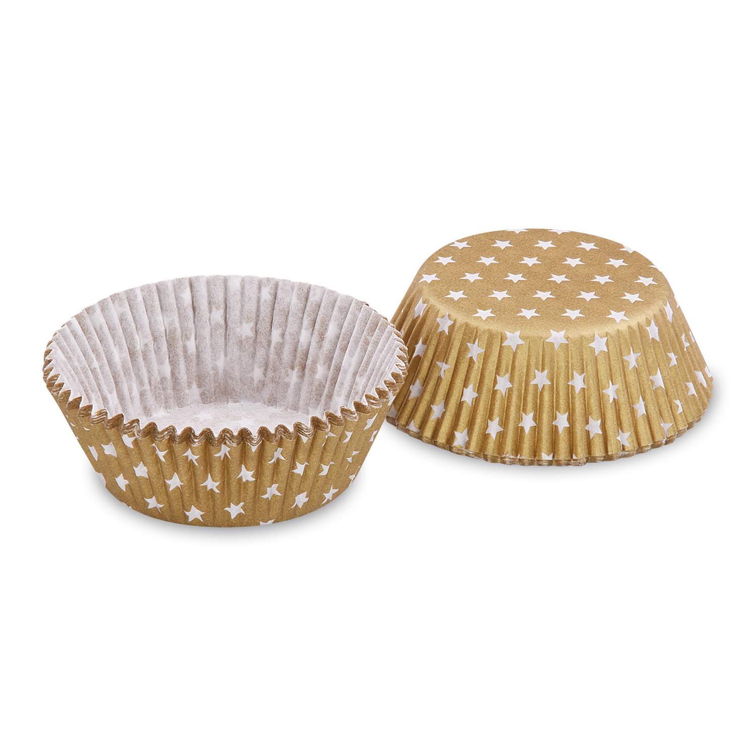 Gebäckkapsel aus Papier Ø 50 x 30 mm weiss/gold Weihnachtsmotiv, Packung mit 40 Stück