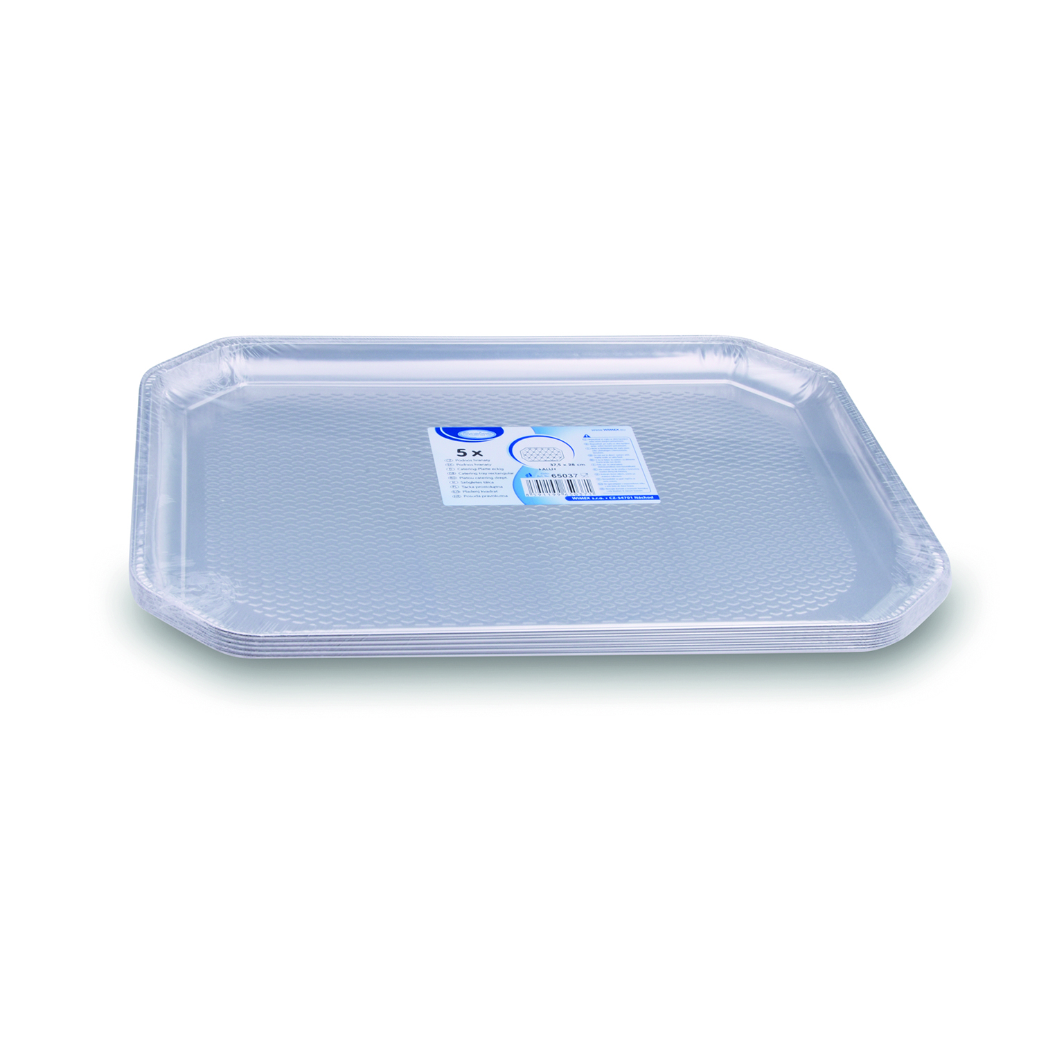 Catering-Platte ALU eckig 37,5 x 28 cm silber, Packung mit 5 Stück