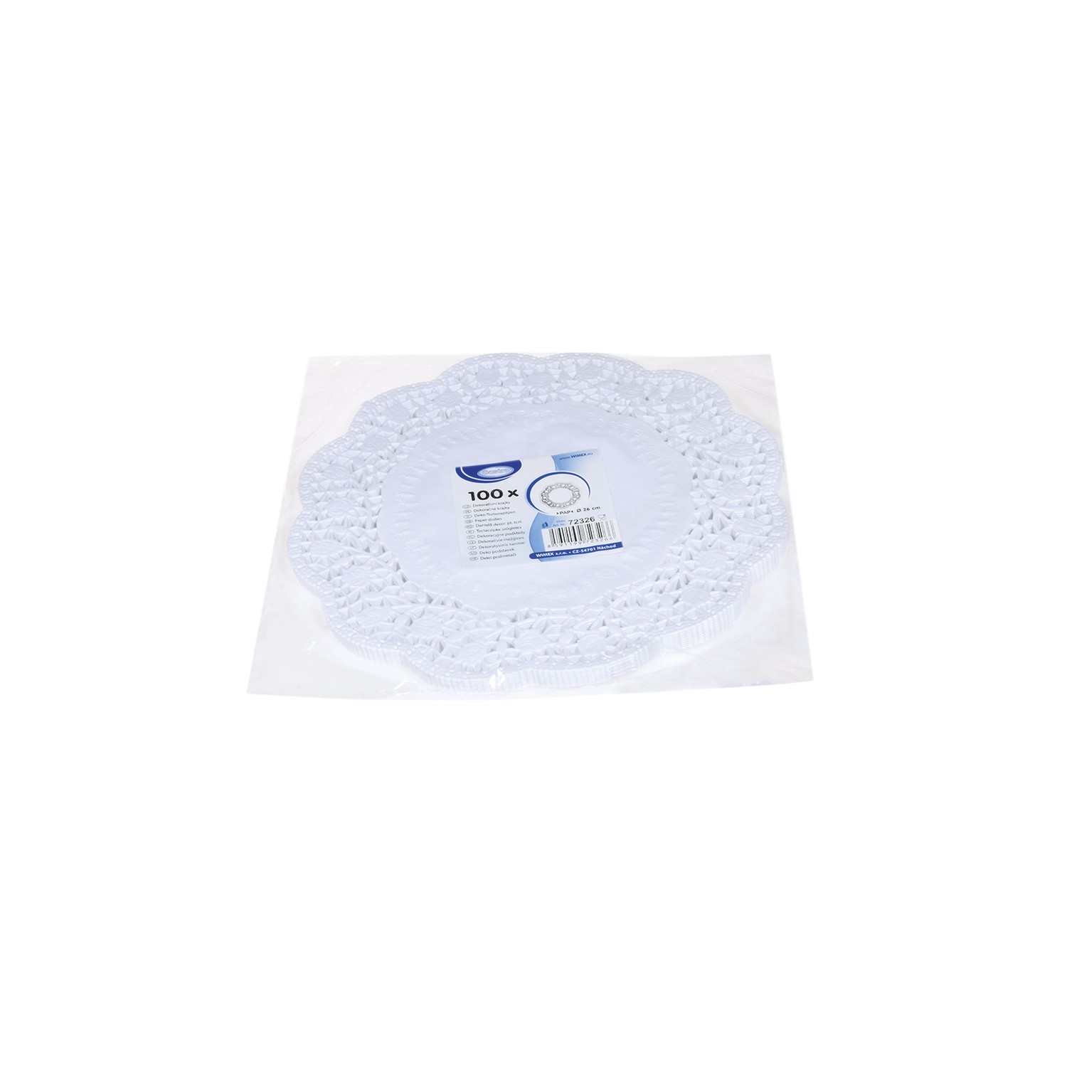 Deko-Tortenspitze aus PAP, rund weiss, Ø 26 cm, Packung mit 100 Stück