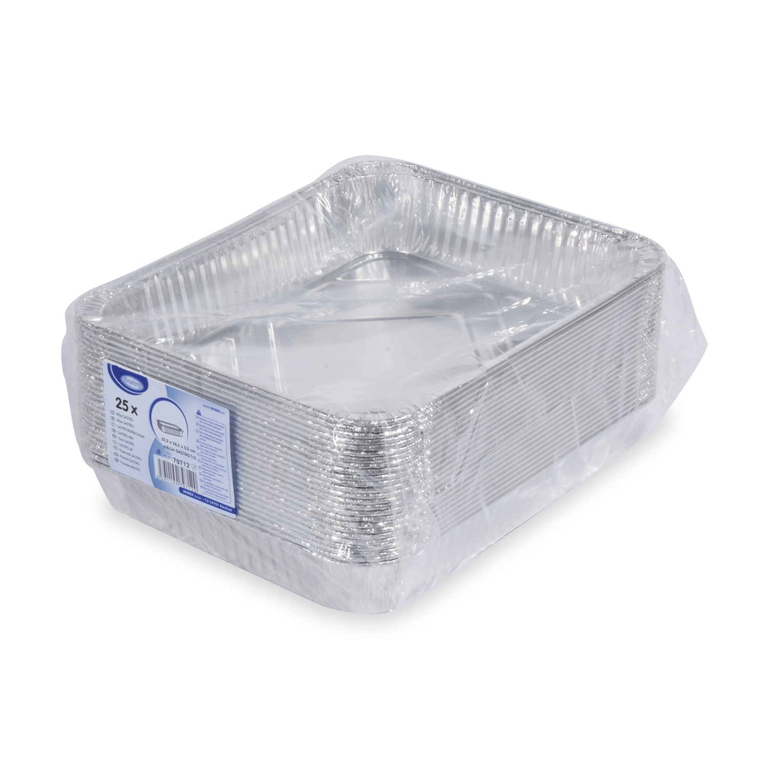 Aluschale eckig ALU 326 x 262 x 60 mm, 3610 ml, GN 1/2, Packung mit 25 Stück