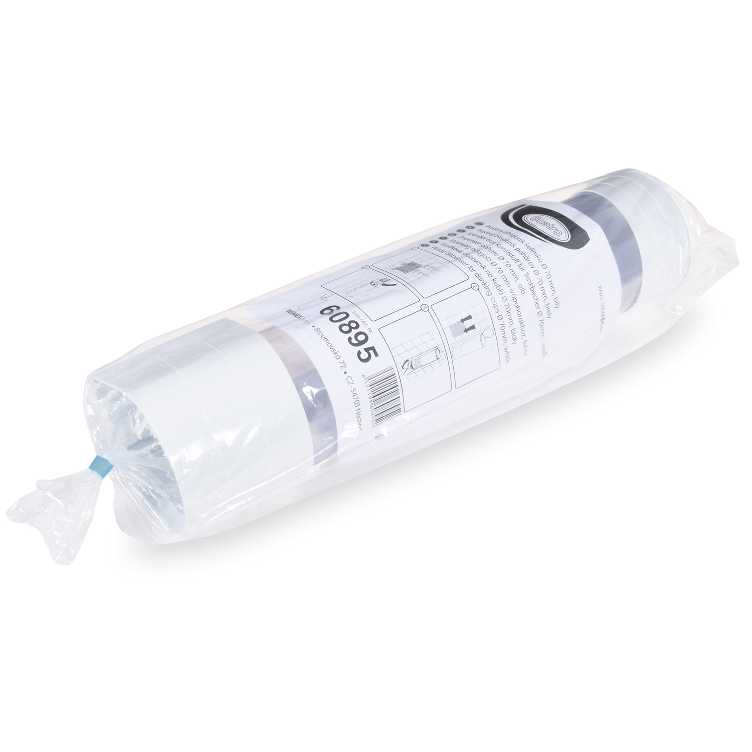 Spender für Trinkbecher aus PS, weiss, Ø 95 x 365 mm, Packung mit 1 Stück