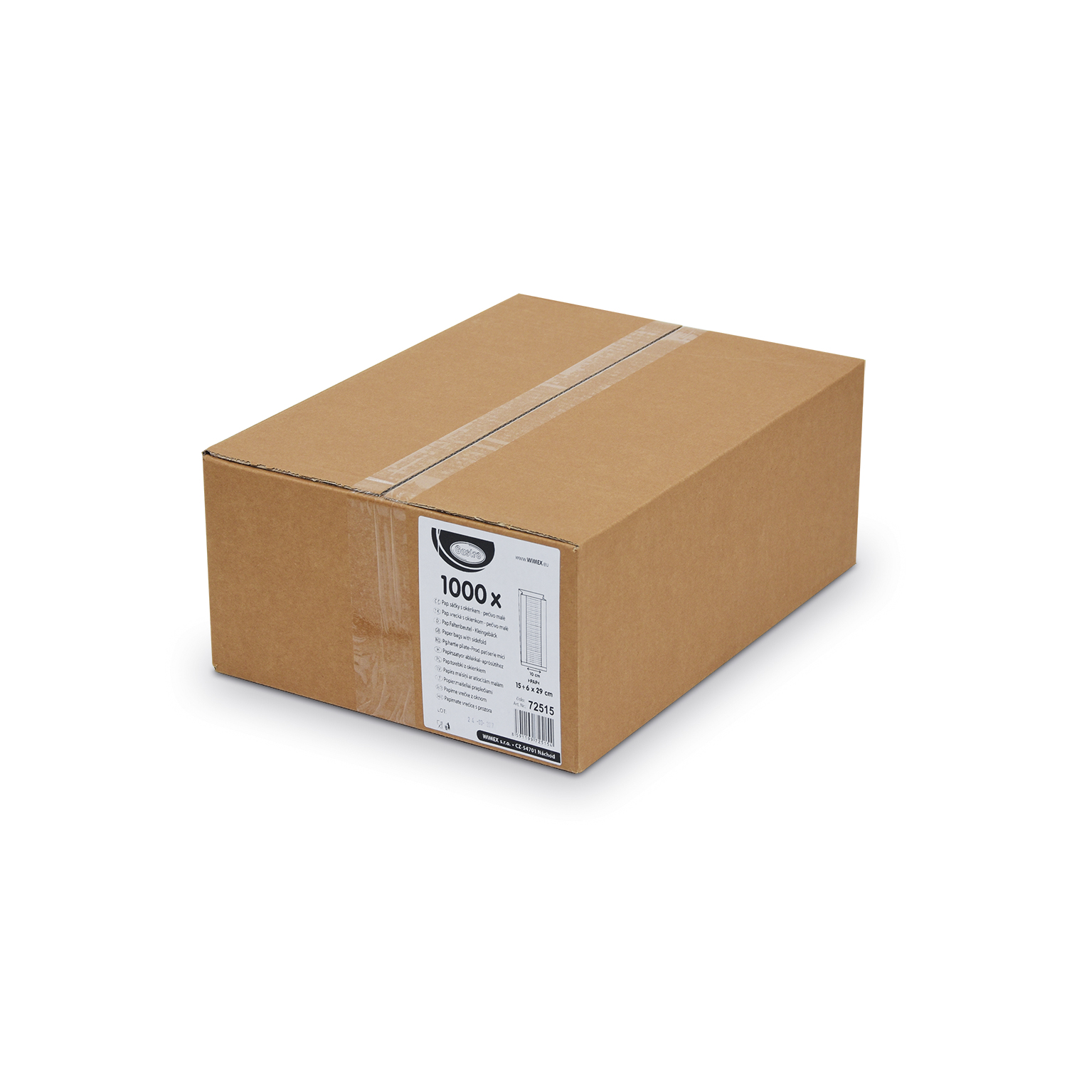 Papier Faltenbeutel mit Fenster PAP/PP braun 15+6 x 29 cm, Packung mit 1000 Stück