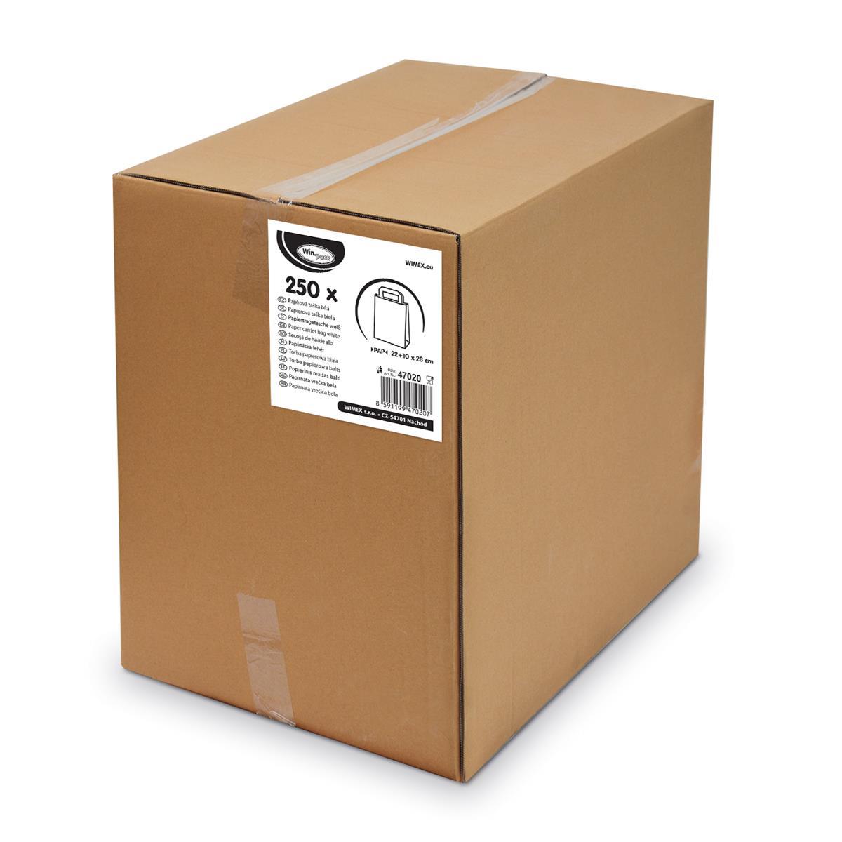 Papiertragetasche Papier FSC Mix weiss 22+10 x 28 cm Packung mit 250 Stück