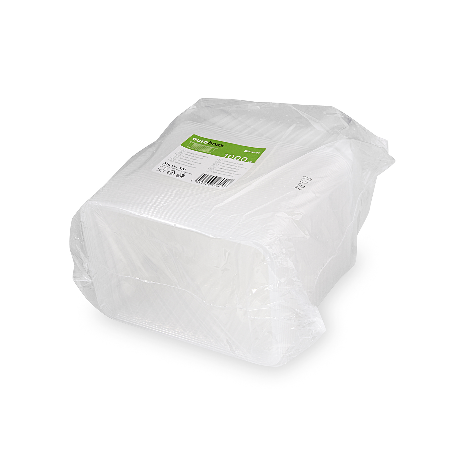 Rechteckschale PP klar 1000 ml 186 x 133 x 63 mm, Packung mit 50 Stück