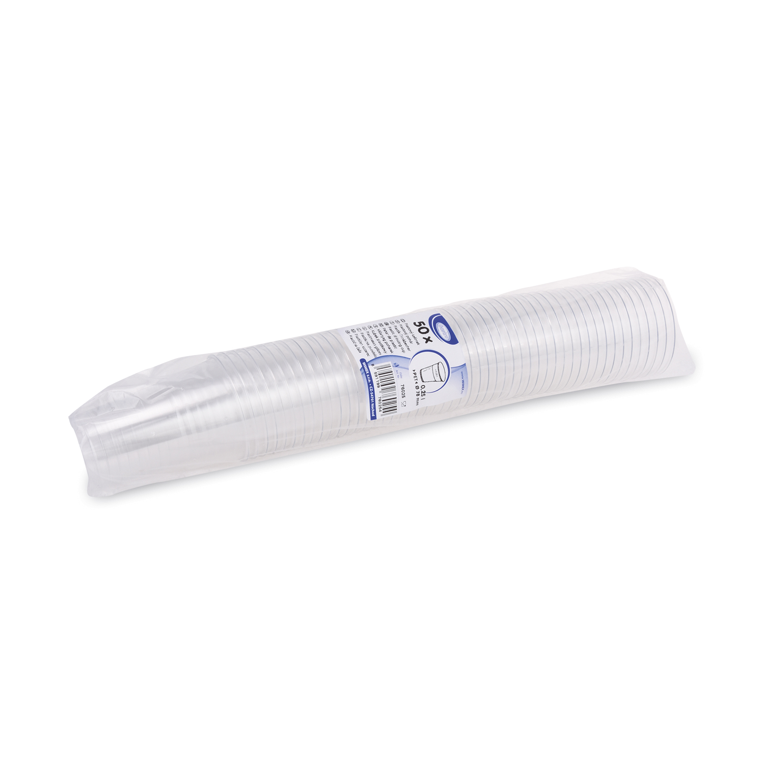 Becher rPET glasklar Ø 78 mm 0,25 l, Packung mit 50 Stück