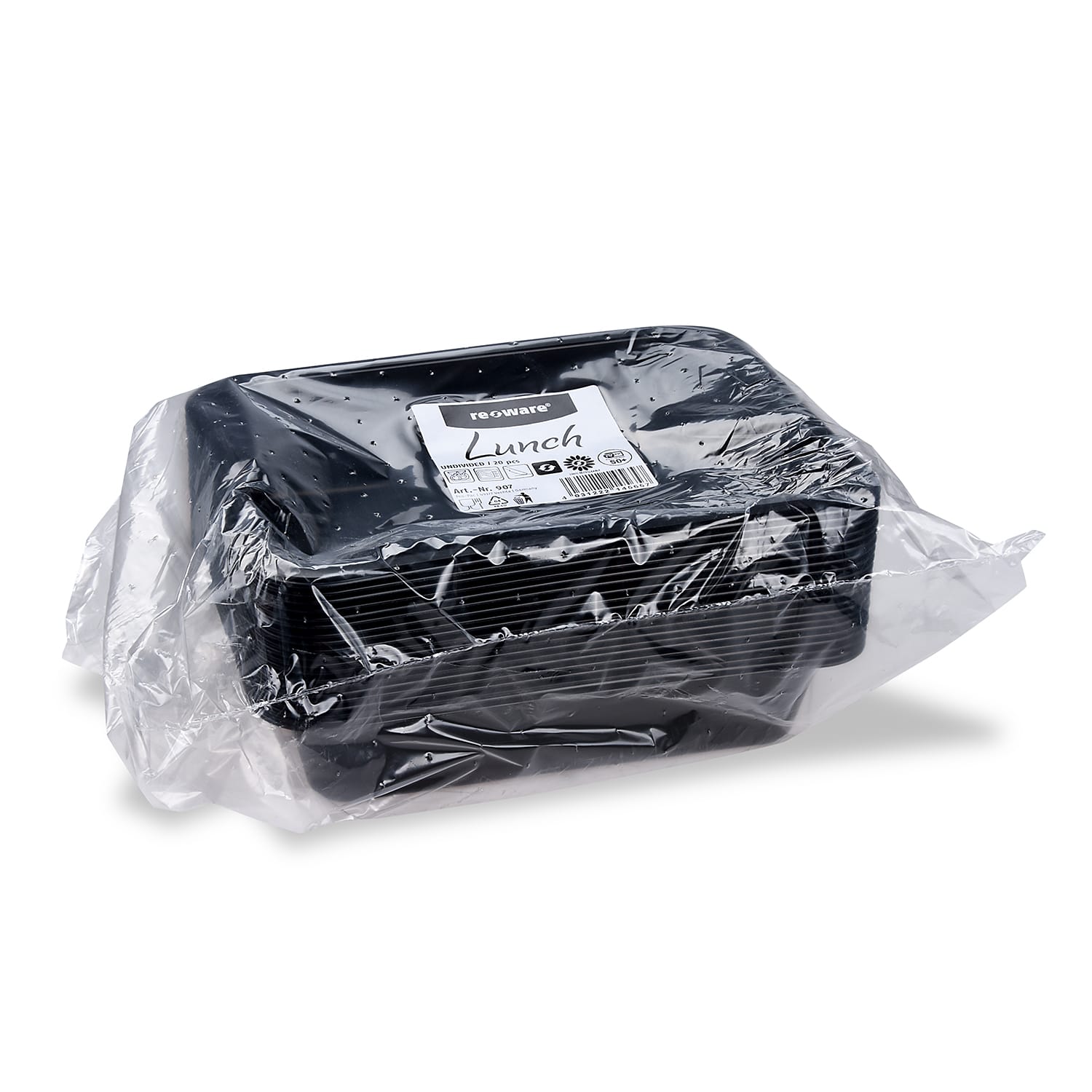 Menüschale PP 1270 ml schwarz, ungeteilt, Packung mit 20 Stück