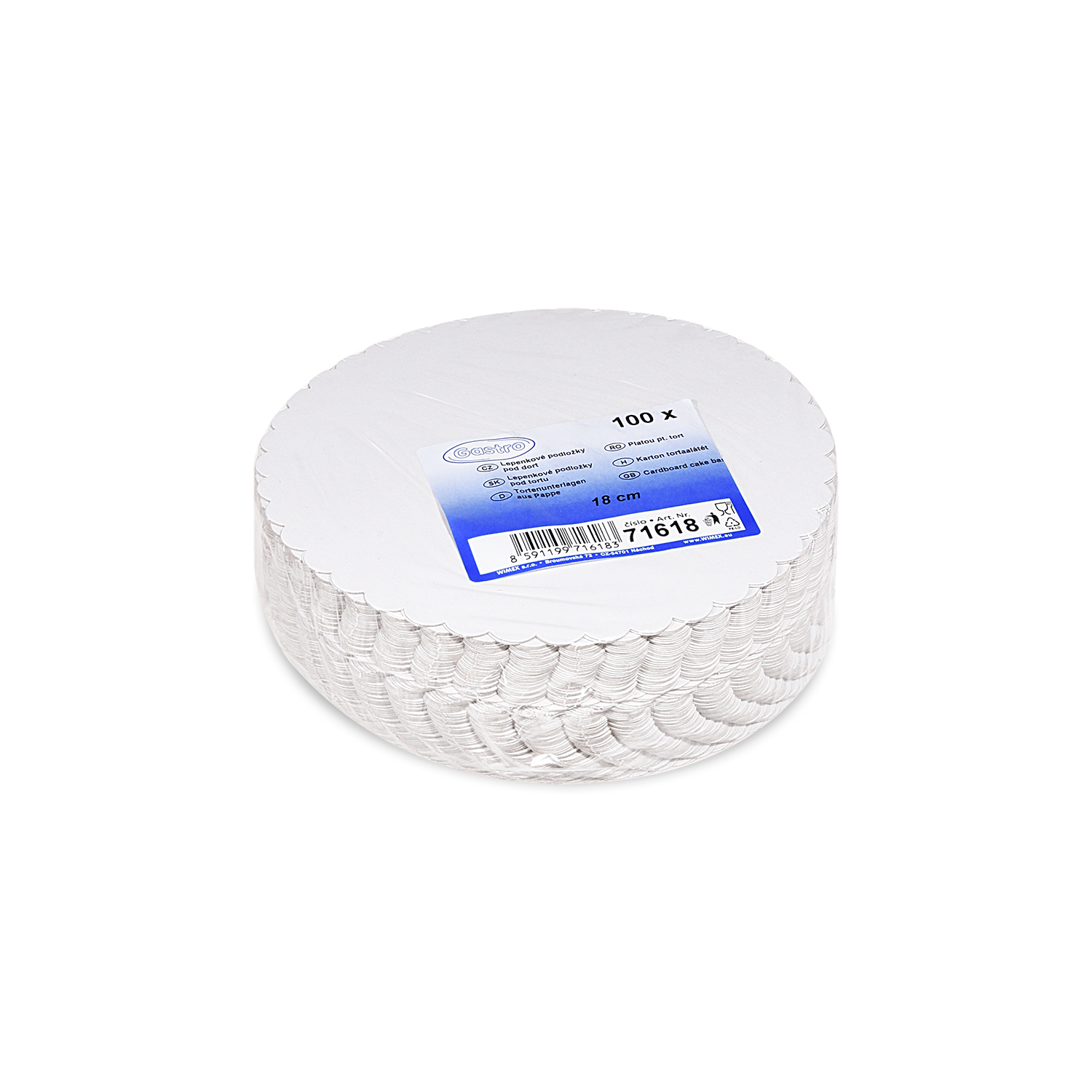 Tortenunterlage PAP weiss Ø 18 cm, Packung mit 100 Stück