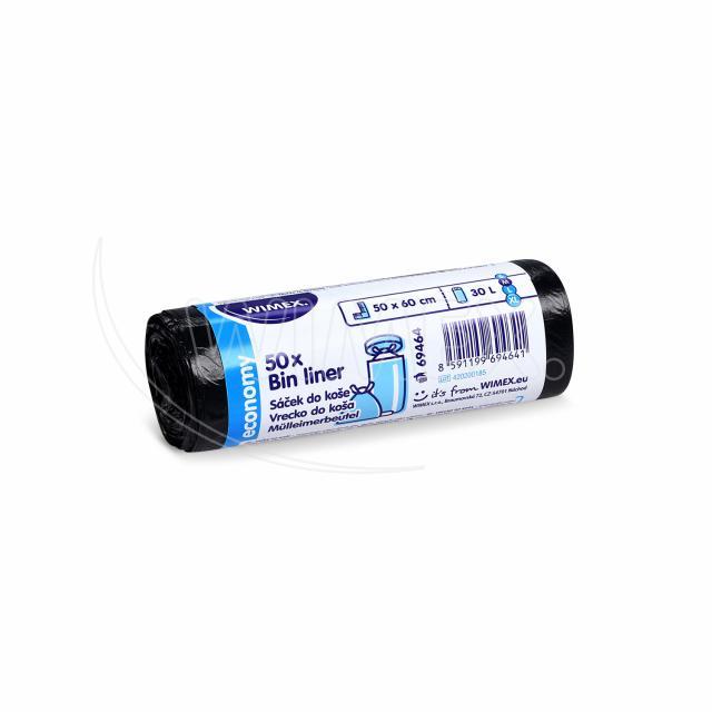 Mülleimerbeutel HDPE schwarz 30 L 50 x 60 cm M, Packung mit 50 Stück