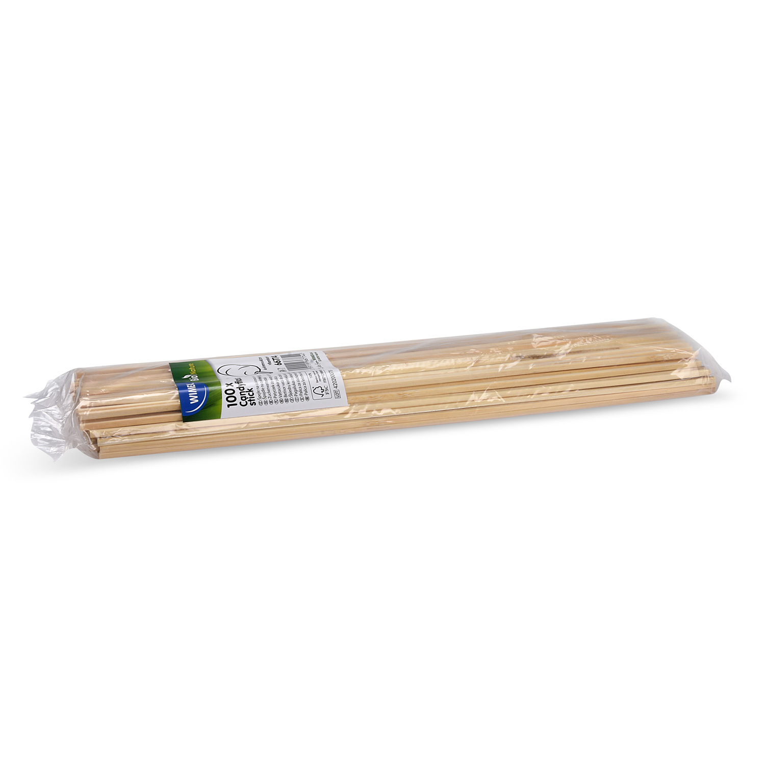 Zuckerwattestab aus Bambus FSC 100%, 4 x 4 mm x 40 cm, Packung mit 100 Stück
