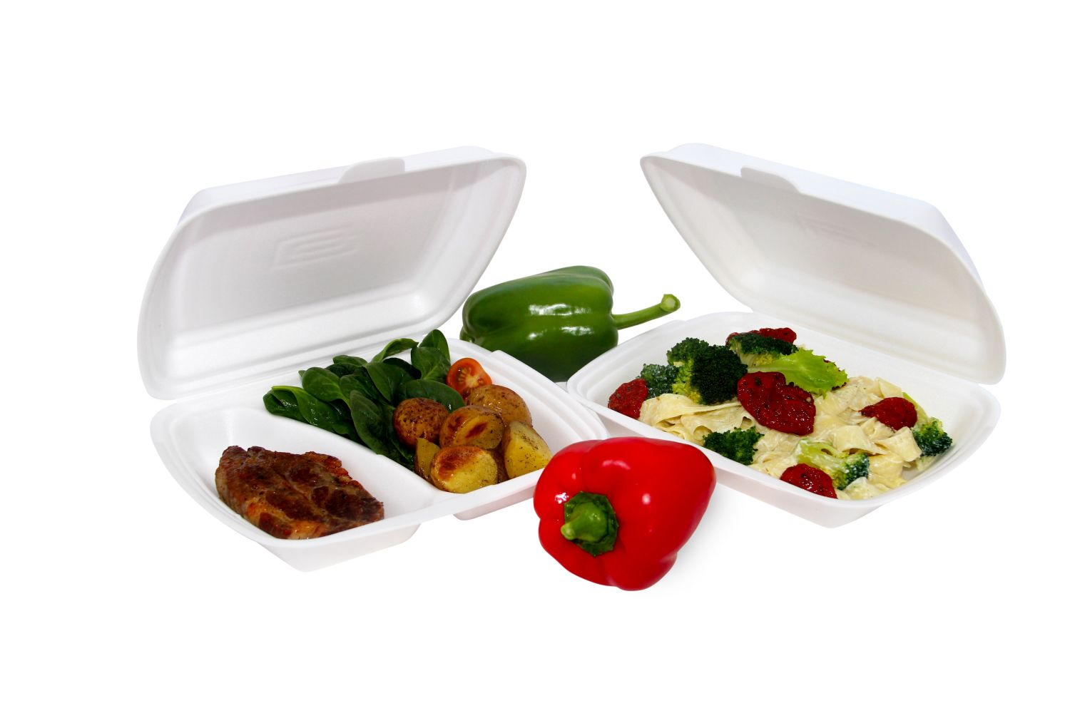 Menü-Box XPS 3-geteilt weiss 570 ml 241 x 207 x 69 mm, Packung mit 125 Stück