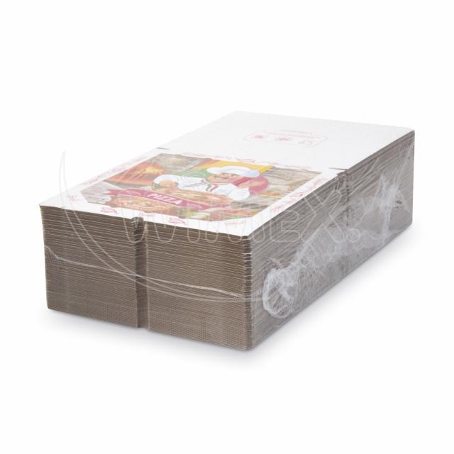 Pizzakarton PAP weiss bedruckt 30 x 30 x 3 cm, Packung mit 100 Stück