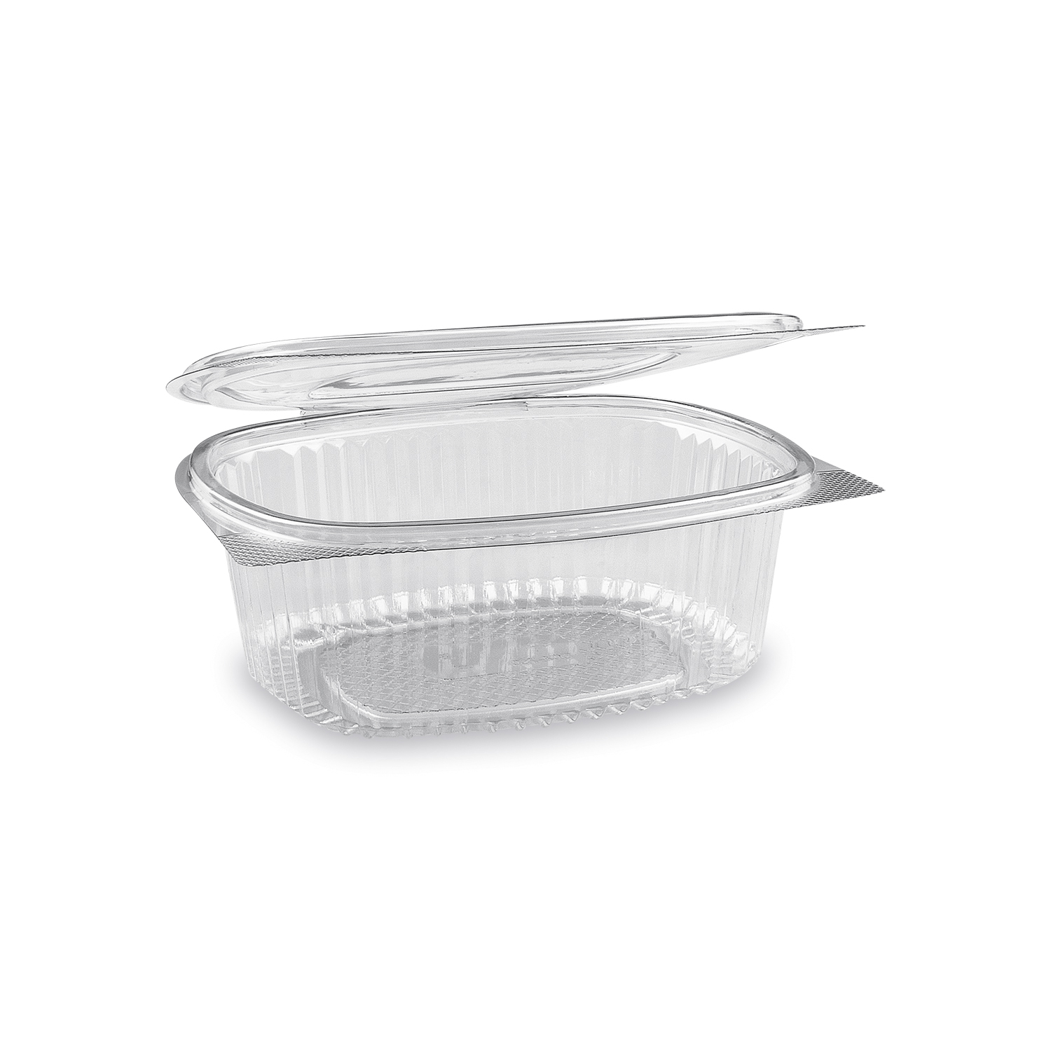 Feinkostbecher (rPET) mit Deckel oval klar 750ml Feinkostbecher (rPET) mit Deckel oval klar 750ml