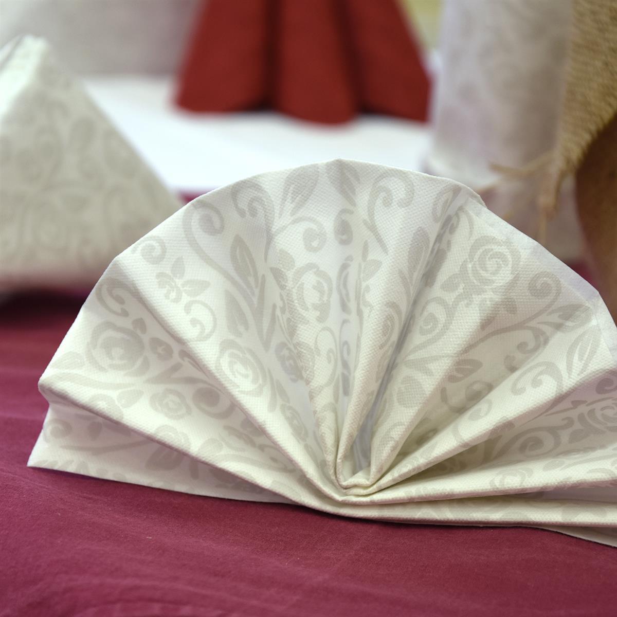 Serviette PAP-Airlaid FSC Mix 40 x 40 cm weiss Dekor R, Packung mit 50 Stück