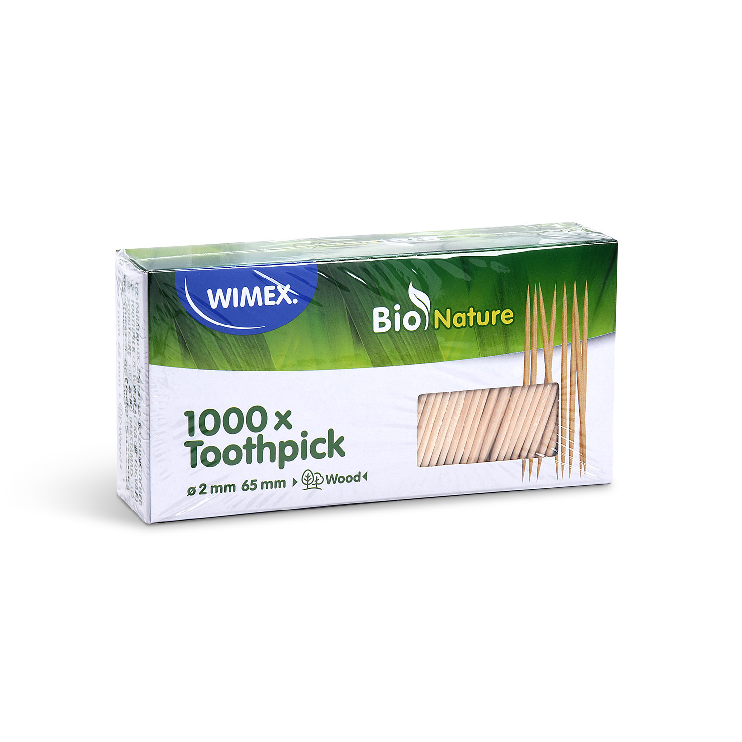 Zahnstocher aus Holz FSC 100% Ø 2 x 65 mm, Packung mit 1000 Stück