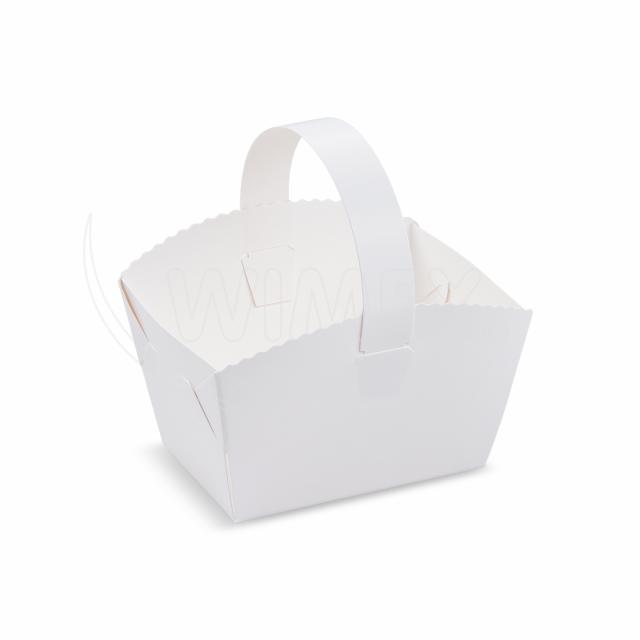 Gebäckkörbchen aus recyceltem Papier weiss 10 x 8 x 6 cm, Packung mit 50 Stück