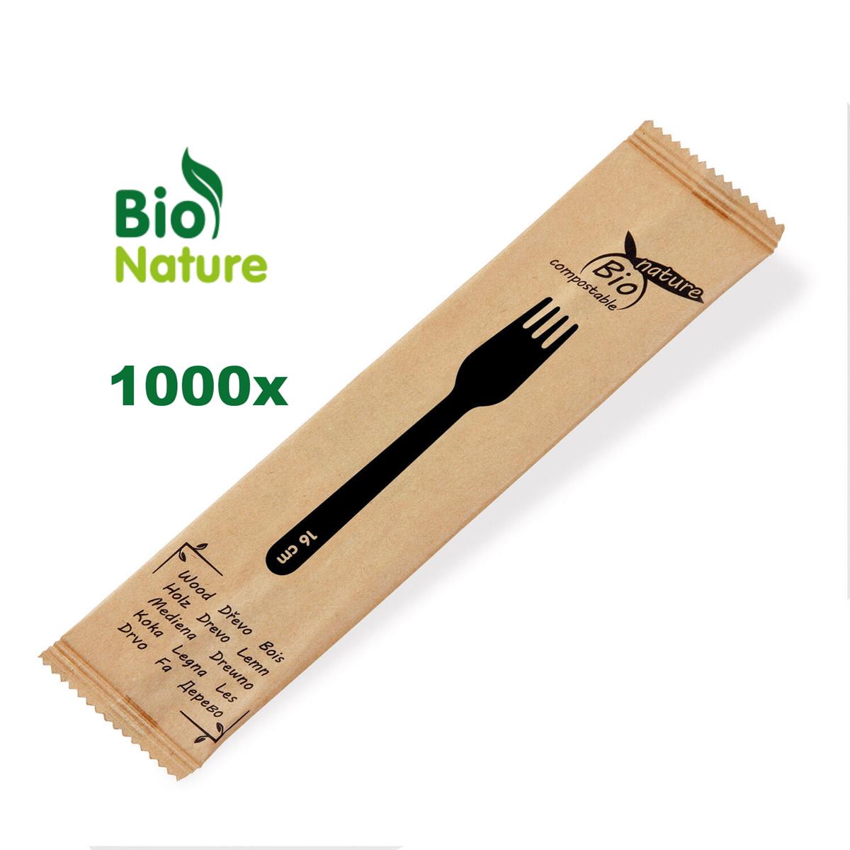 Holzgabel FSC 100% 16 cm, einzeln verpackt, Karton à 10 x 100 Stück