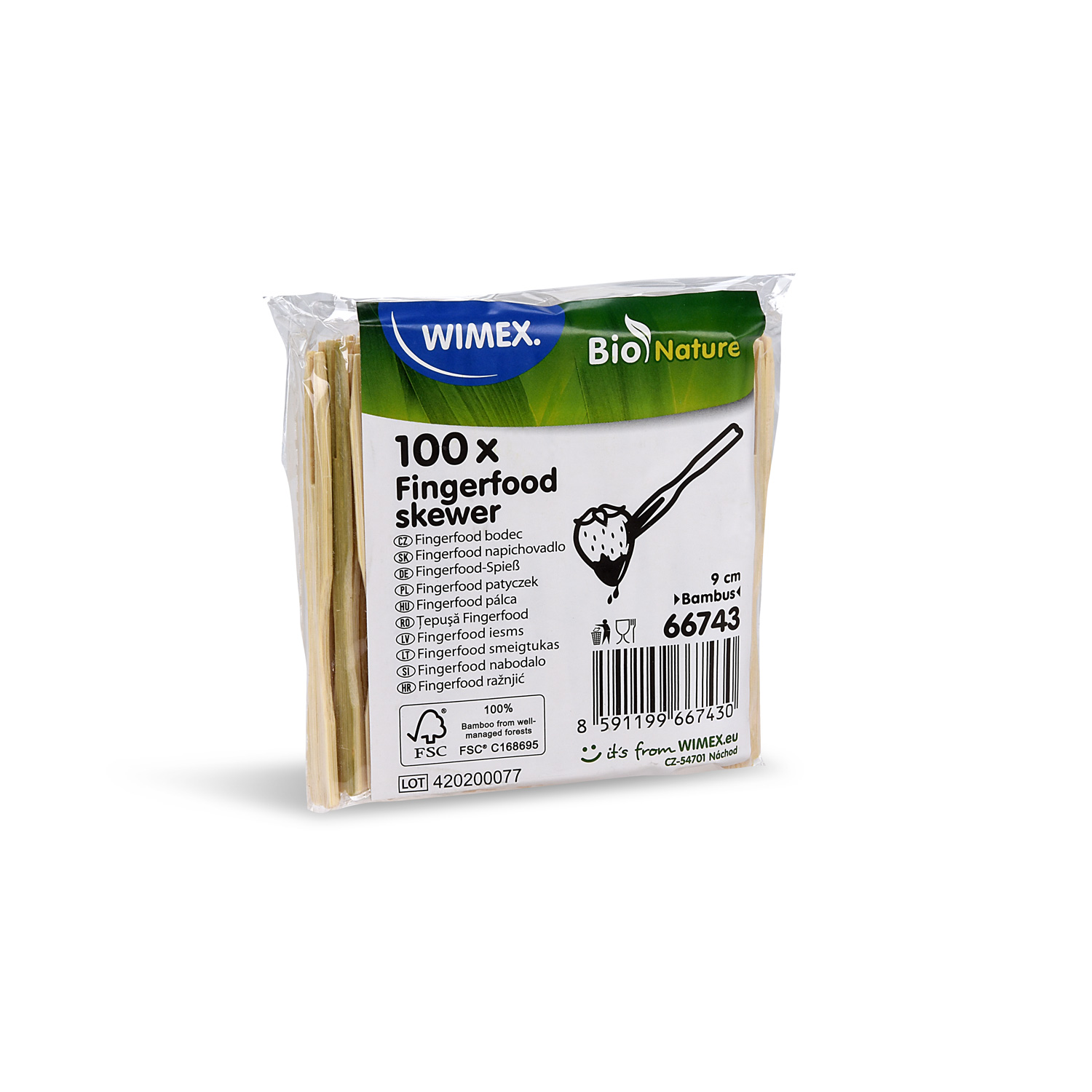 Fingerfood-Spiesse Bambus FSC 100% Gabel 9 cm, Packung à 100 Stück