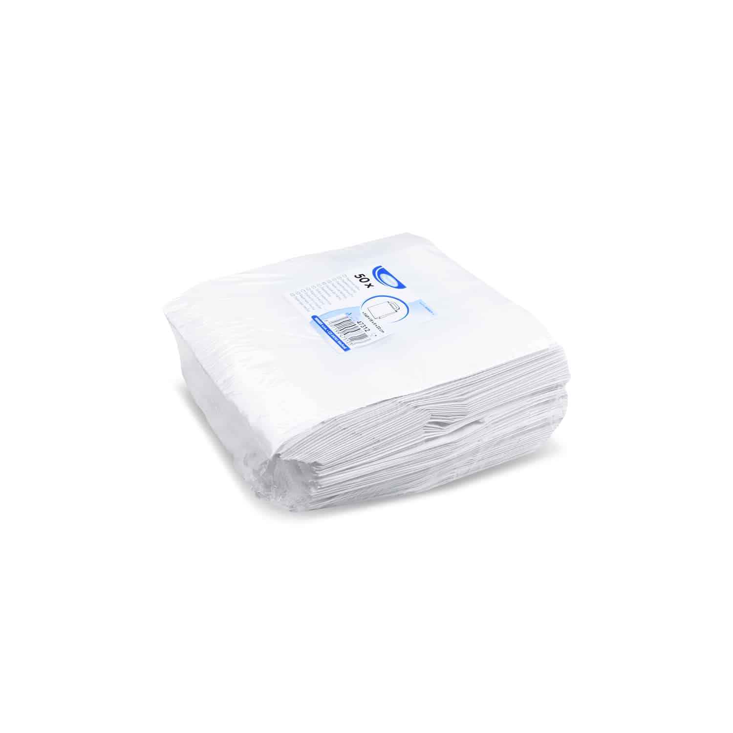 Papiertragetasche aus Papier weiss 18+8 x 22 cm, Packung à 50 Stück