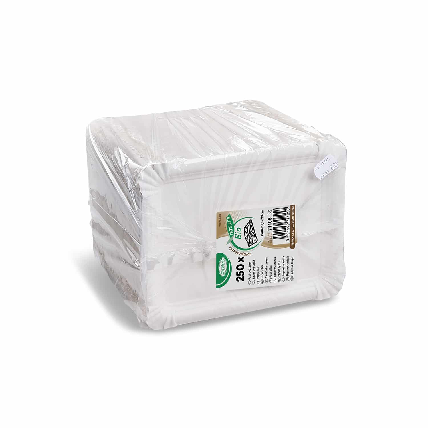 Pappteller aus Papierkarton FSC Mix weiss 16,5 x 20 cm, Packung mit 250 Stück