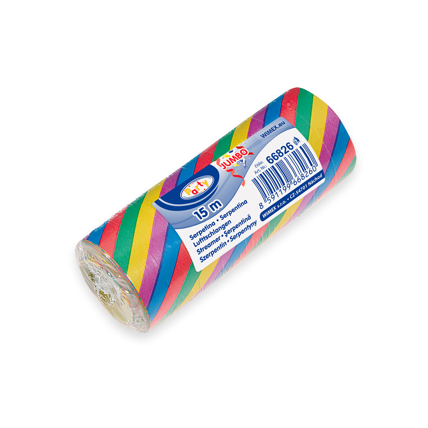 Luftschlange PAP sortierte Motive 14 mm x 15 m JUMBO, Packung mit 1 Rolle