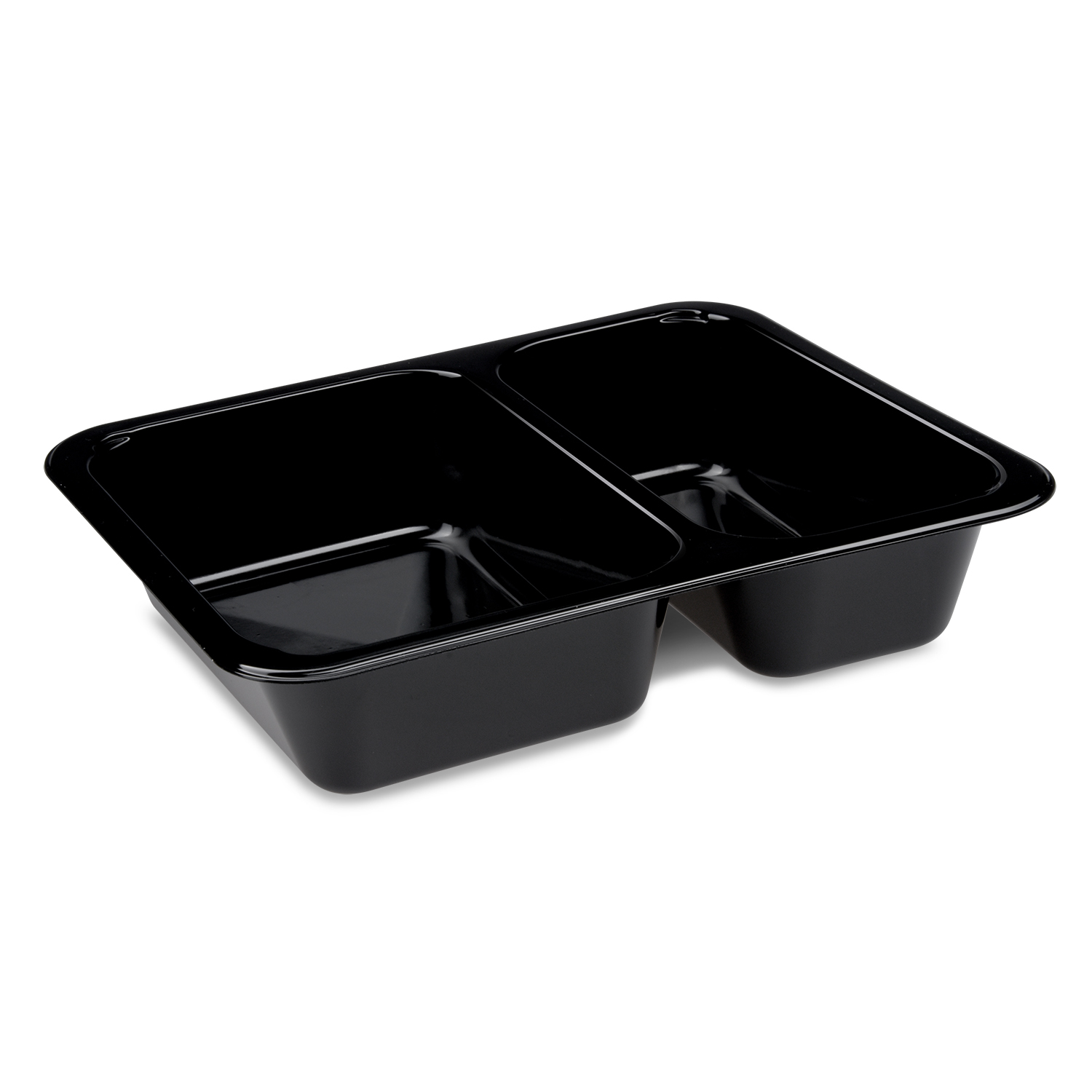Menüschale PP schwarz, 2-geteilt, 227 x 178 x 49 mm, Packung mit 50 Stück