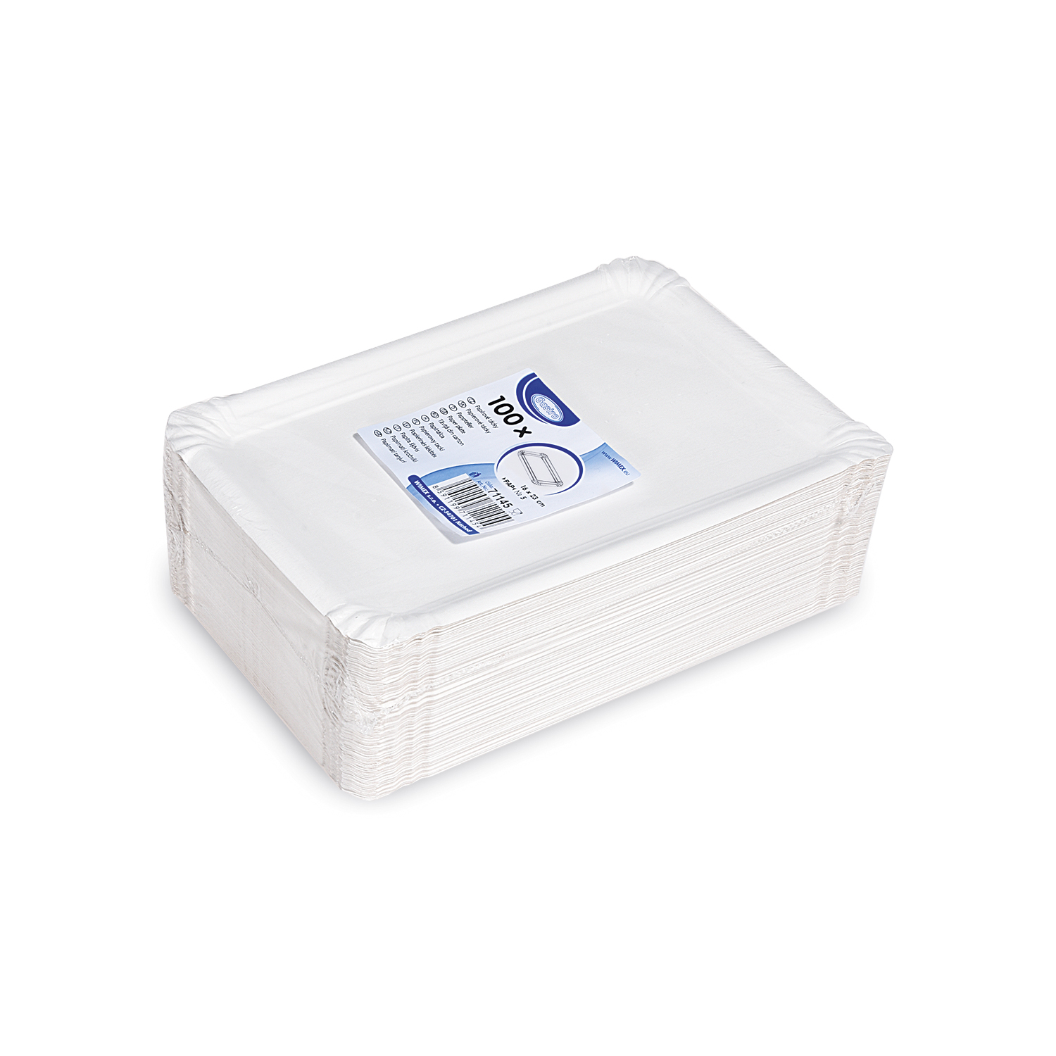 Pappteller aus Papier/Pappe weiss 16 x 23 cm, Packung mit 100 Stück