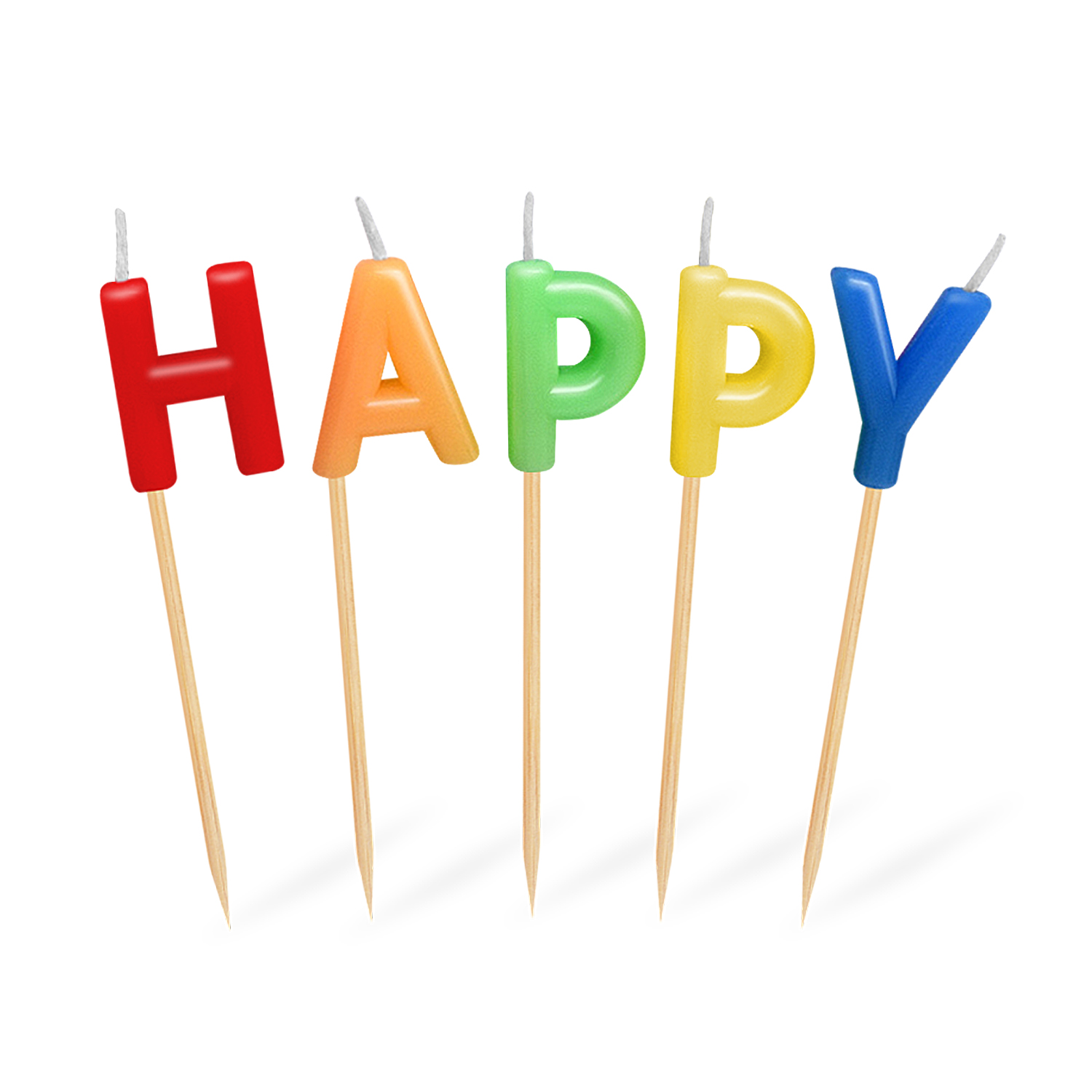 Kerzenset auf Holzpicker "HAPPY BIRTHDAY" 65mm Kerzenset auf Holzpicker "HAPPY BIRTHDAY" 65mm