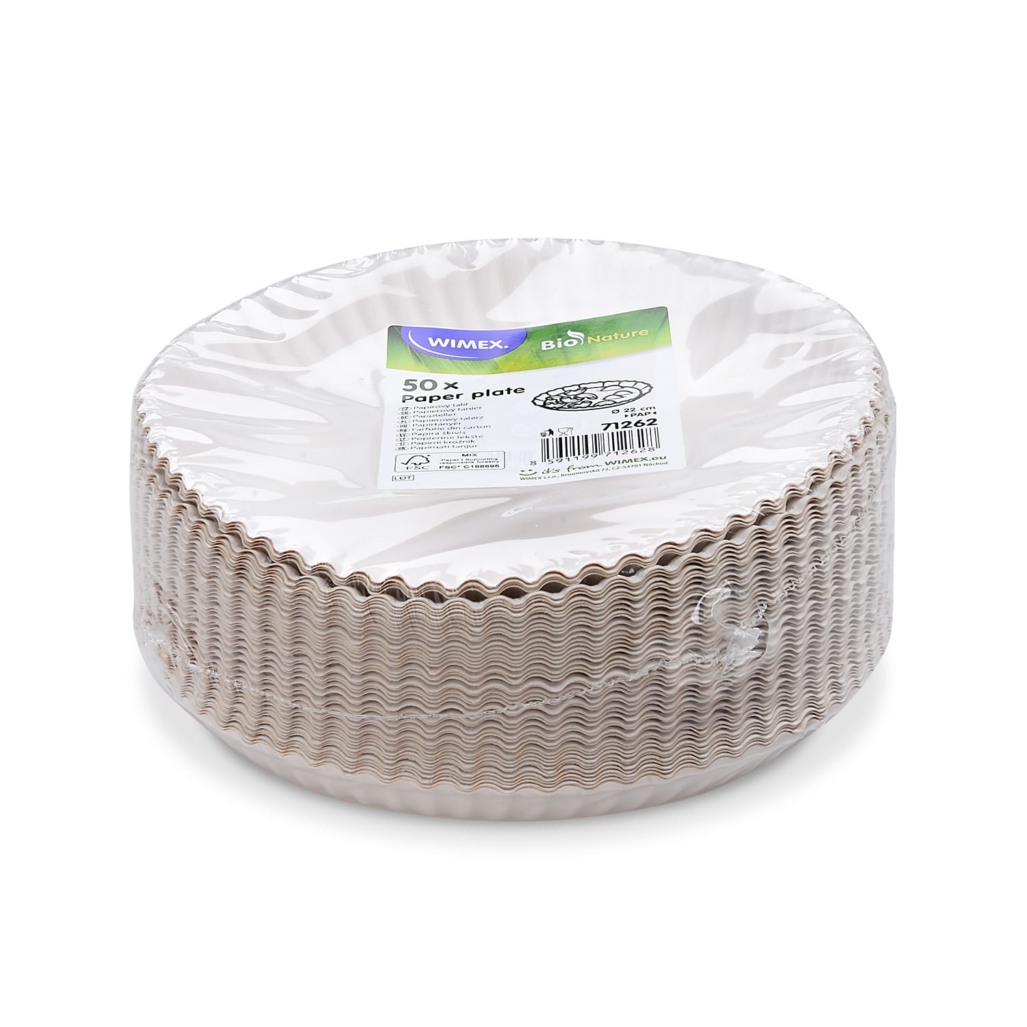 Pappteller FSC Mix tief weiss Ø 22 cm, Packung mit 50 Stück