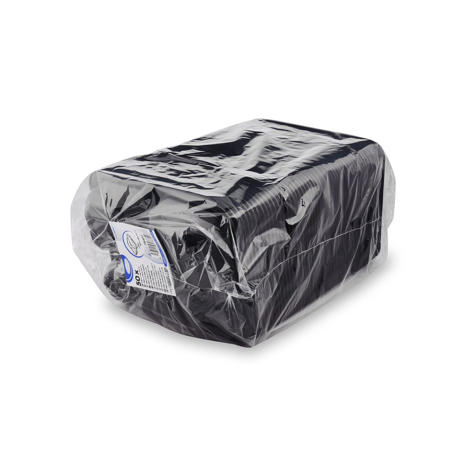 Menü-Schale 3-geteilt PP schwarz 227 x 178 x 40 mm, 980 ml, Packung mit 50 Stück