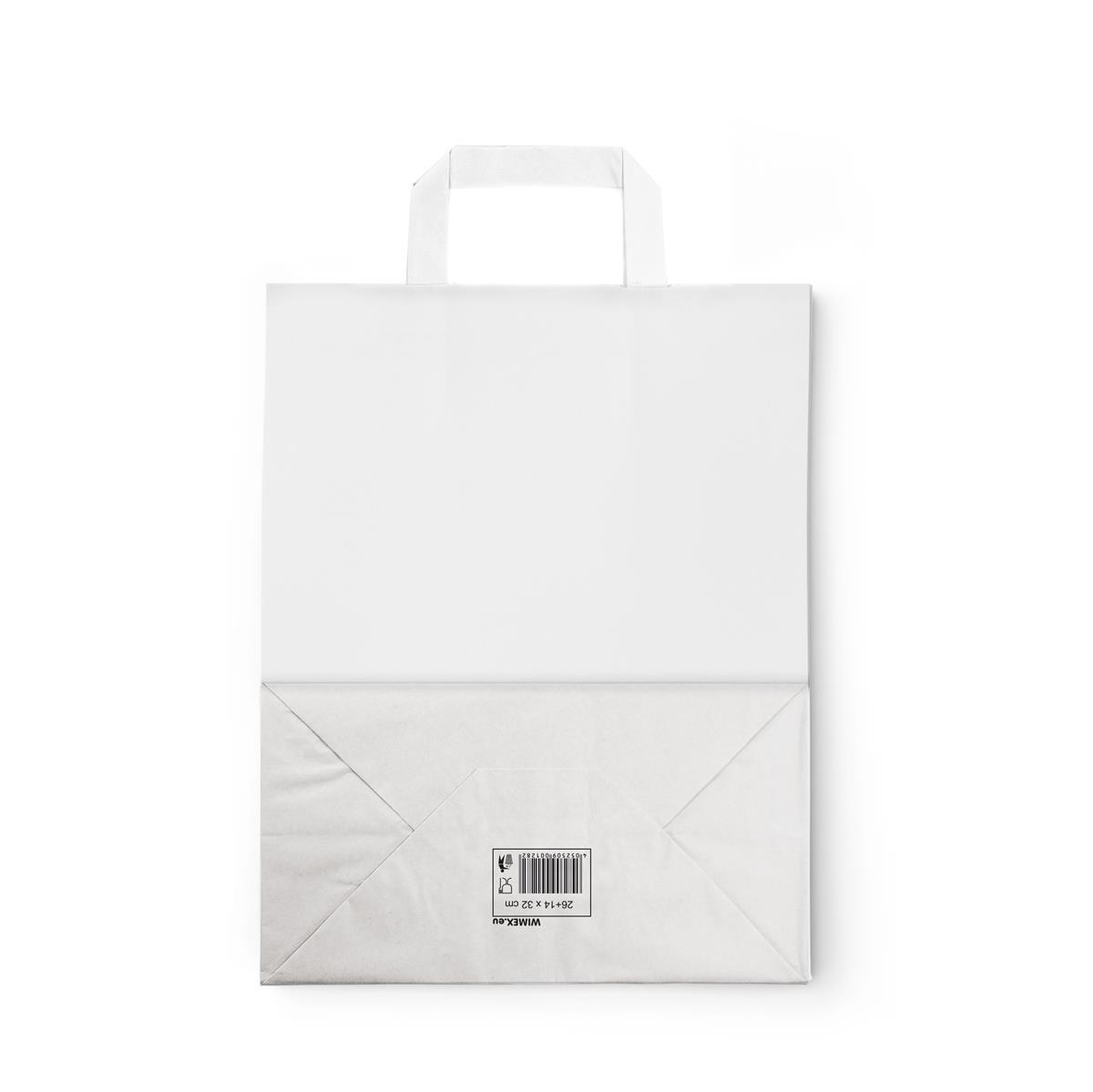 Papiertragetasche aus Papier FSC Mix weiss 26+14 x 32 cm, Packung mit 250 Stück