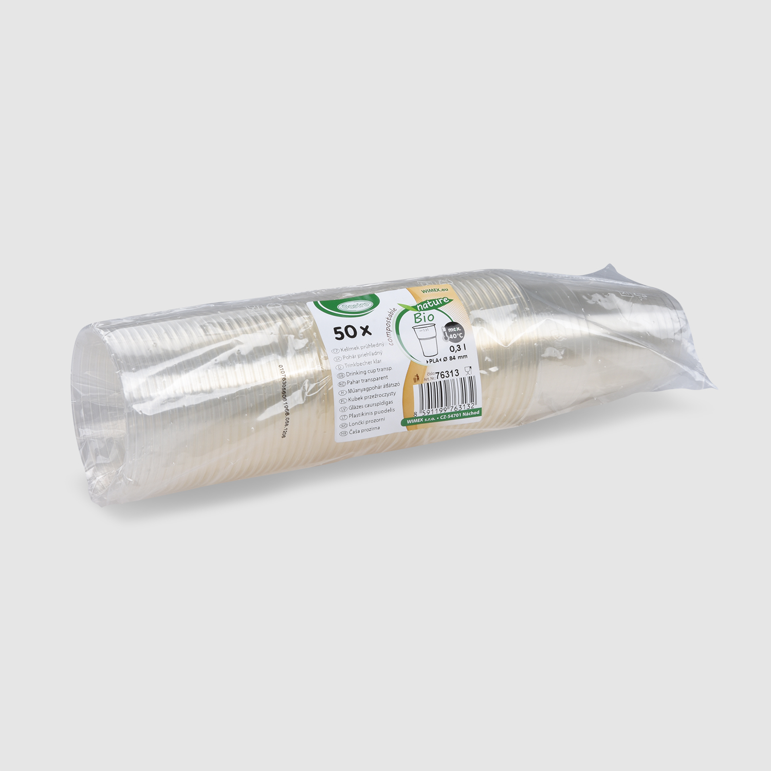 Trinkbecher PLA klar Ø 84 mm 0,3 l, Packung mit 50 Stück