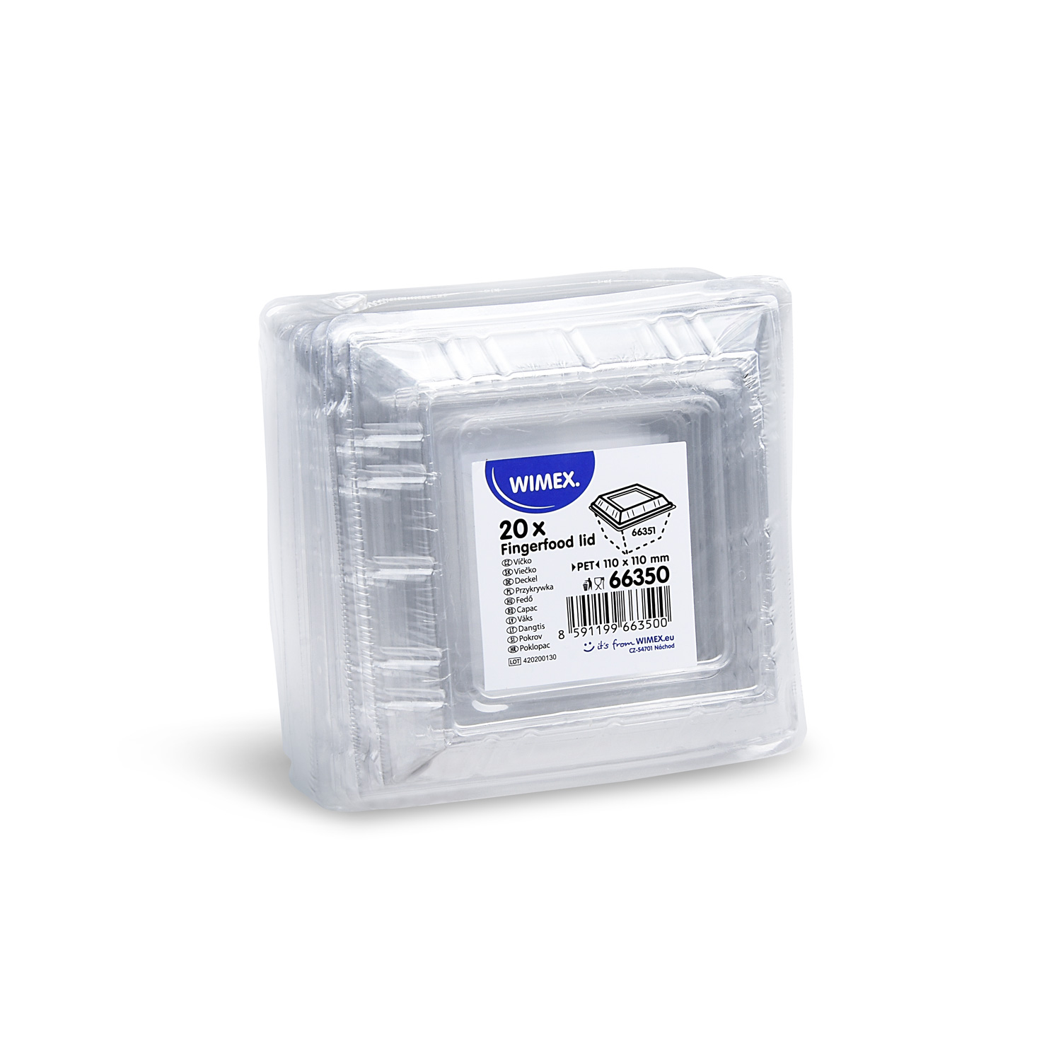 Deckel PET 110 x 110 mm klar für Fingerfood-Becher 66351, Packung à 20 Stück