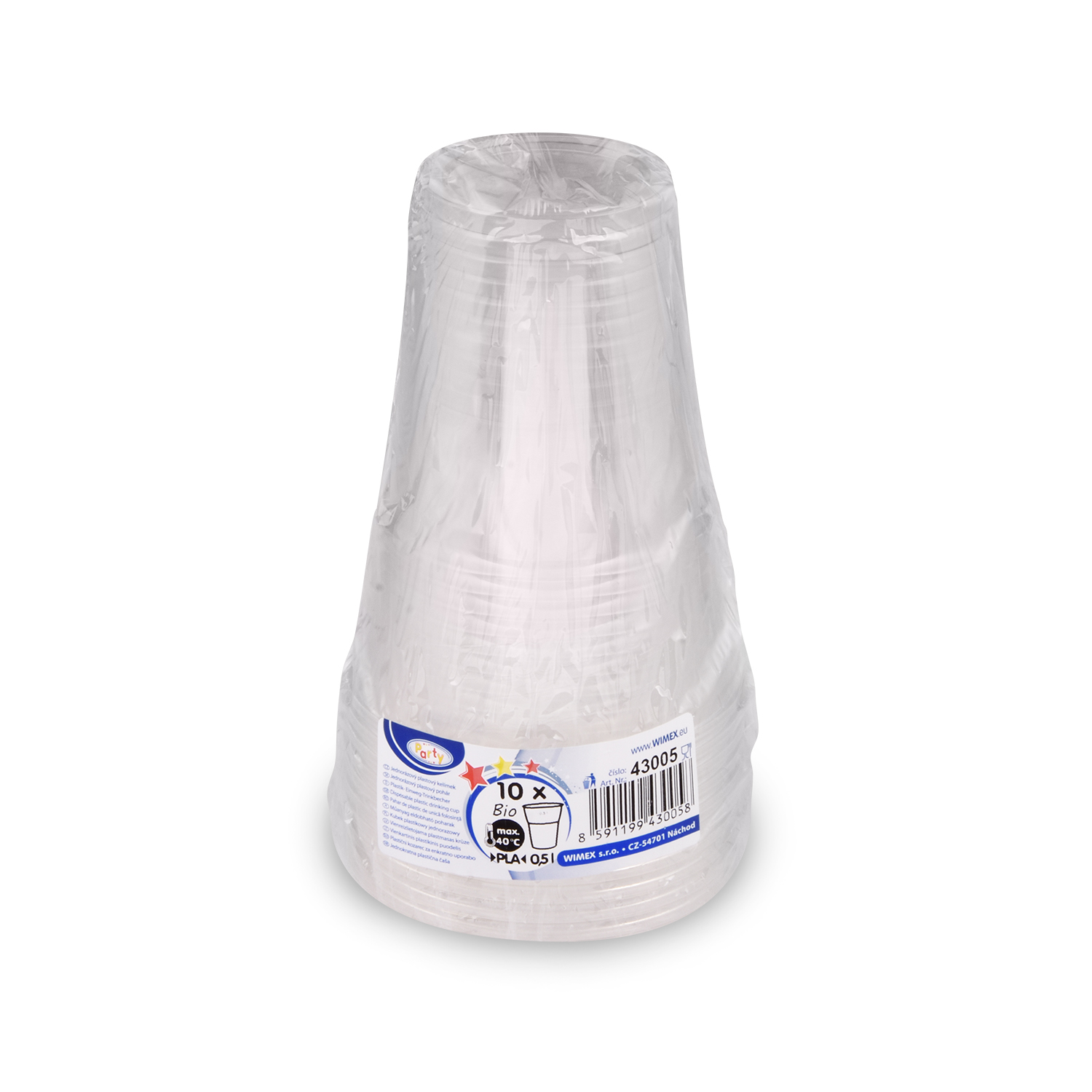 Trinkbecher PLA klar Ø 102 mm 0,5 l, Packung mit 10 Stück
