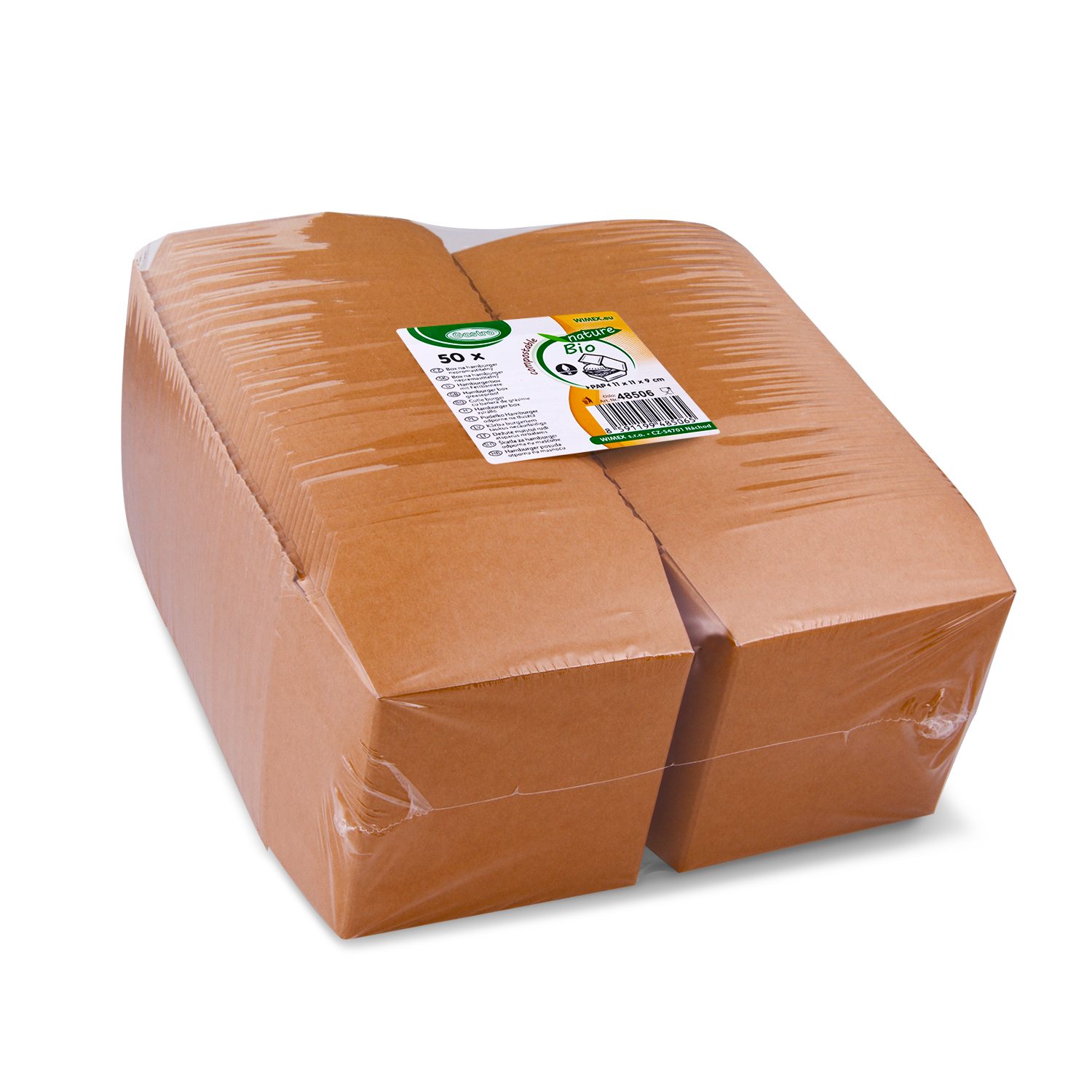 Burgerbox PAP FSC Mix kraft 110 x 110 x 90 mm, Packung mit 50 Stück