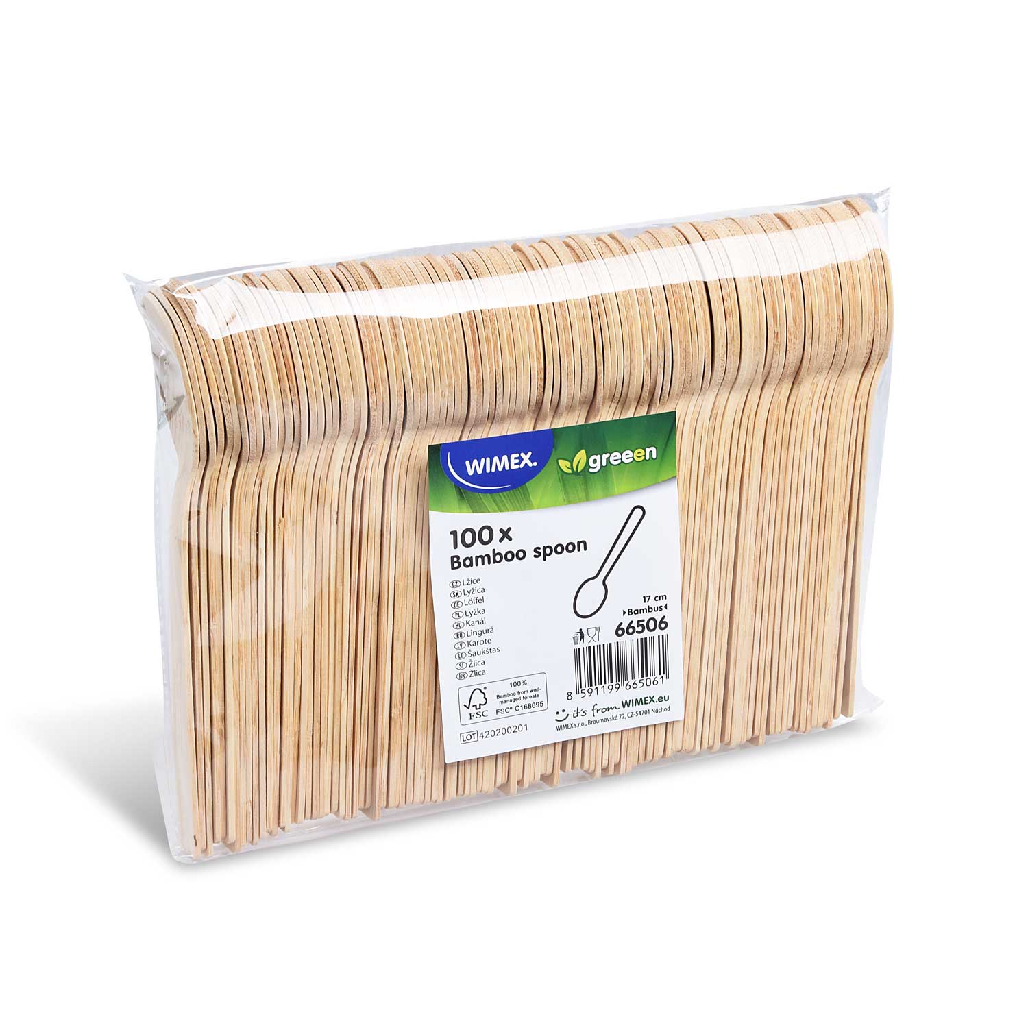 Bambus-Löffel FSC 100% 17 cm, Packung mit 100 Stück