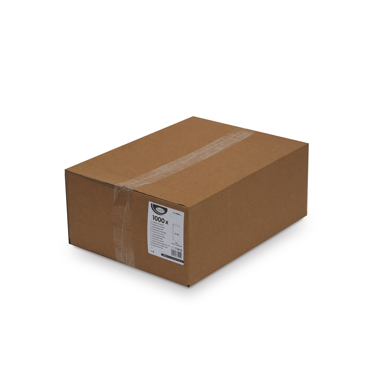 Papierfaltenbeutel aus Papier weiss 14+7 x 29 cm, Packung mit 1000 Stück