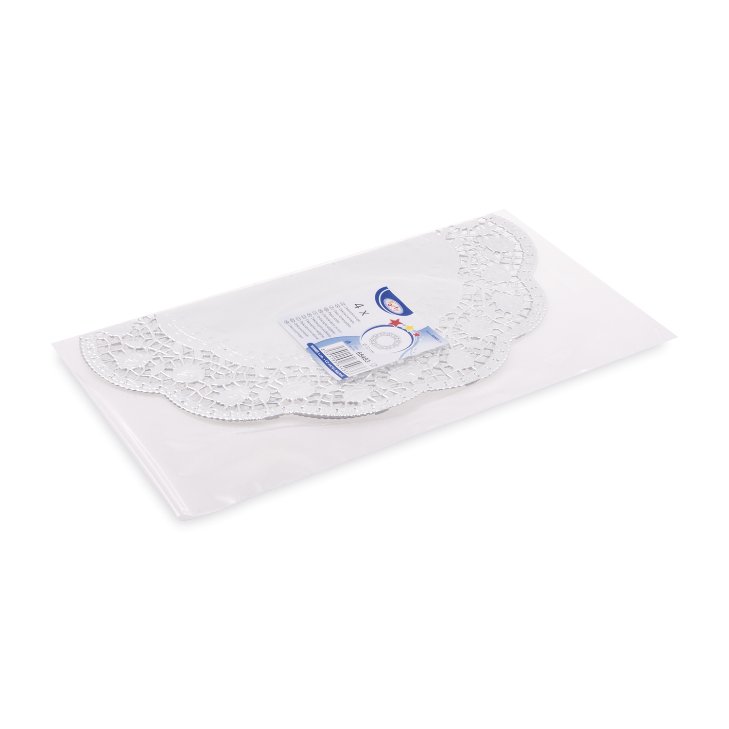 Deko-Tortenspitze PAP/ALU rund silber Ø 32 cm, Packung mit 4 Stück