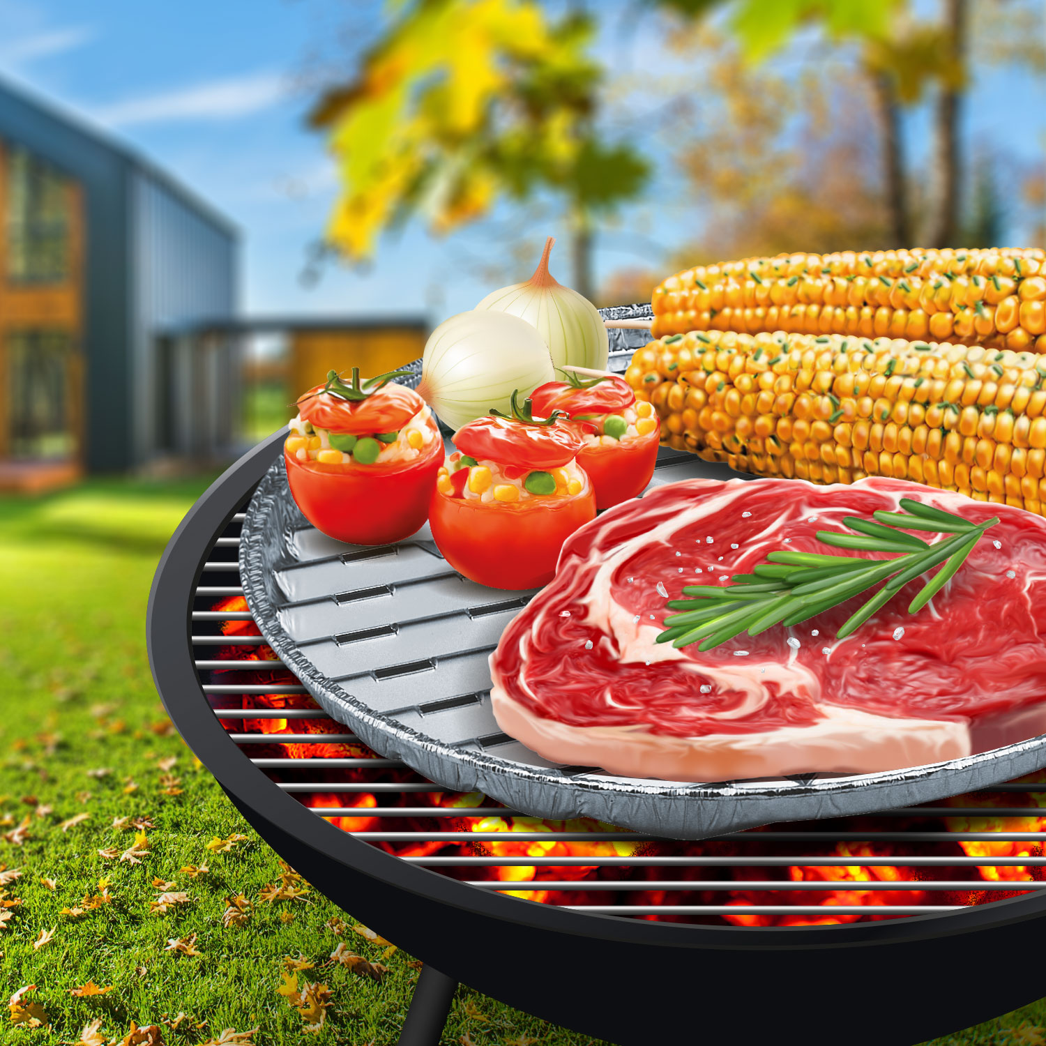 Grillpfanne ALU rund Ø34 x 2 cm, Packung mit 3 Stück