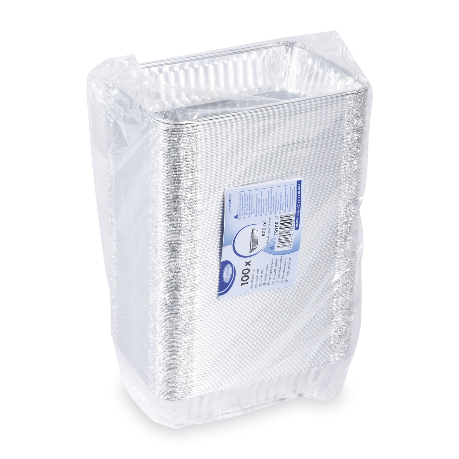 Alu-Schale eckig 800 ml 200 x 137 x 50 mm, Packung mit 100 Stück