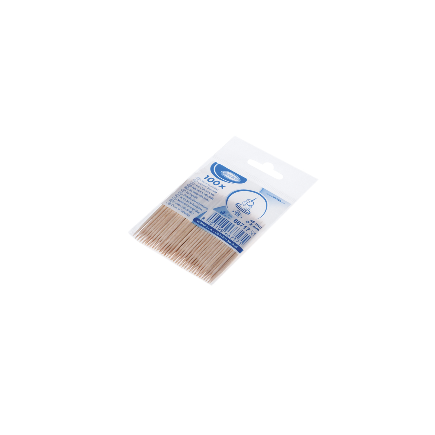 Zahnstocher aus Holz Ø 2 x 65 mm Natur, Packung mit 100 Stück