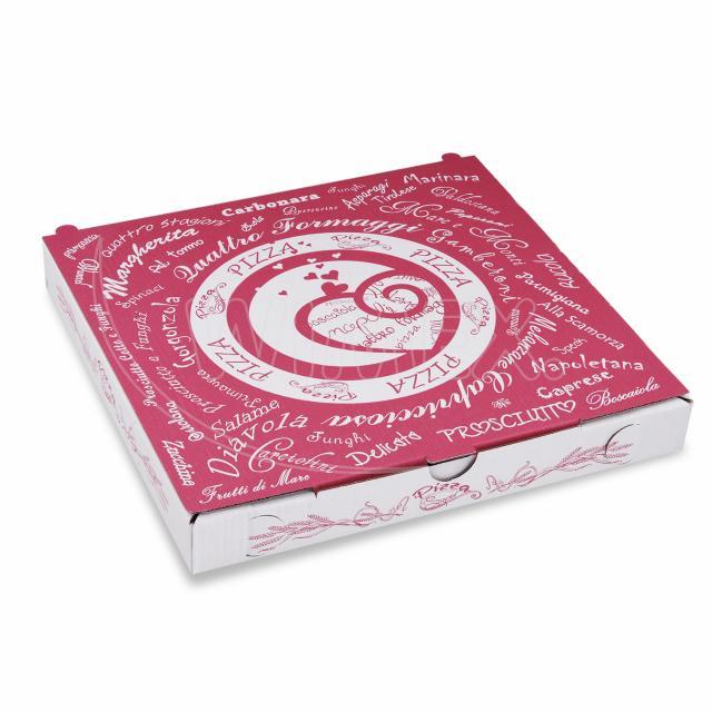 Pizzakarton PAP weiss bedruckt 24 x 24 x 3 cm, Packung mit 100 Stück