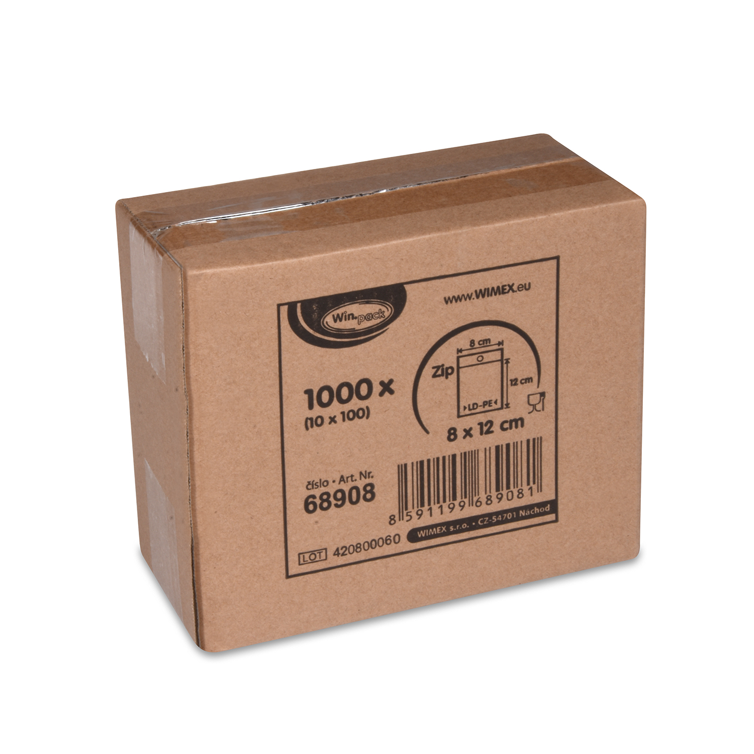 Schnellverschlussbeutel LDPE transparent 8 x 12 cm, Packung mit 1000 Stück